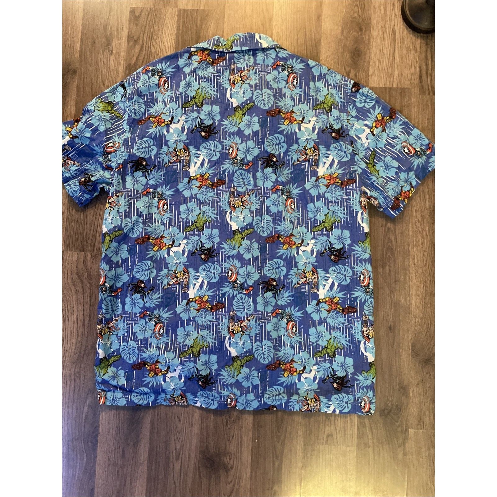 Other MARVEL AVENGERS Blue TROPICAL Floral HAWAIIAN SHIRT Size US L / EU 52-54 / 3 - 6 Thumbnail