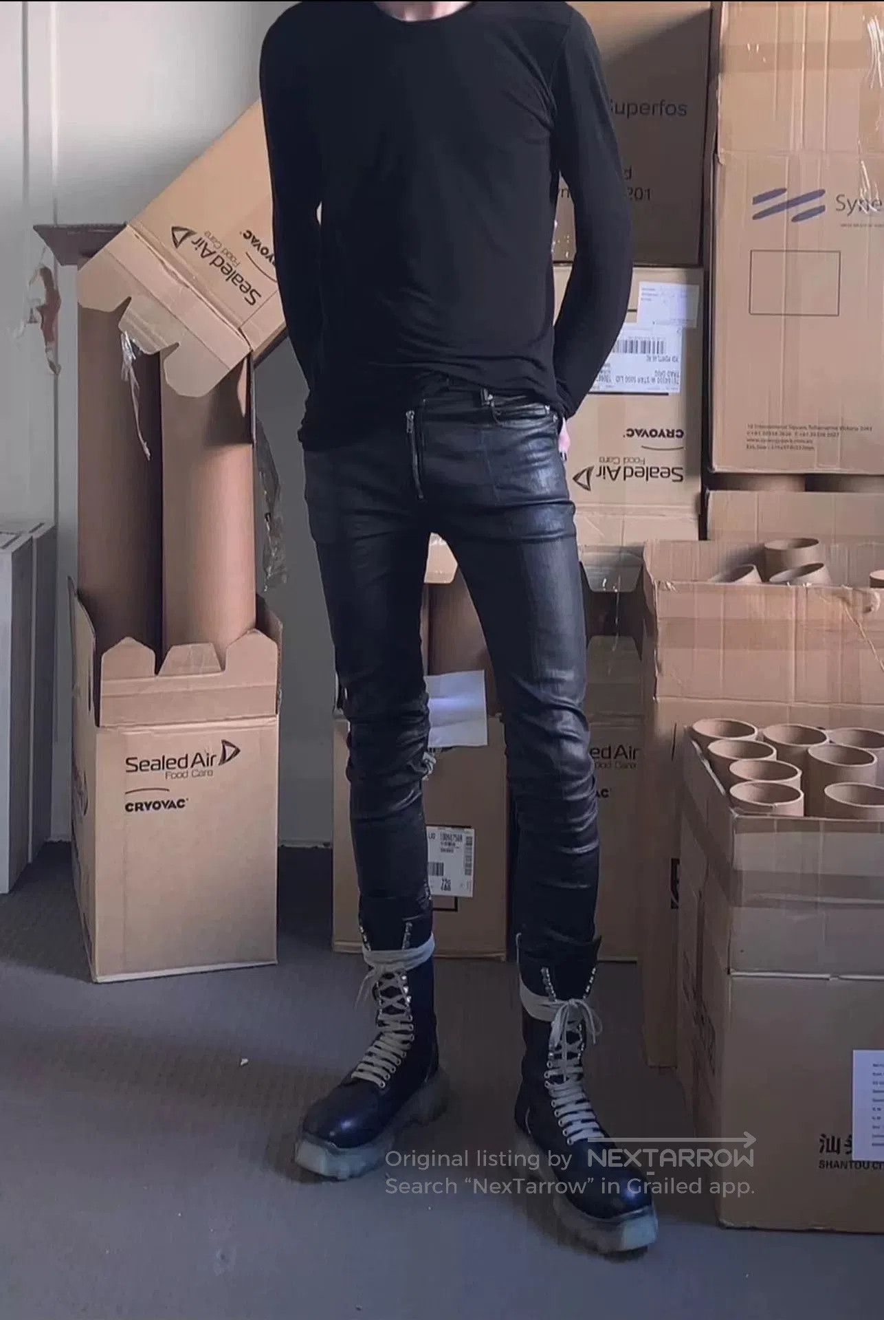 Rick Owens rick owens black waxed long pants. Size US 30 / EU 46 - 4 Thumbnail