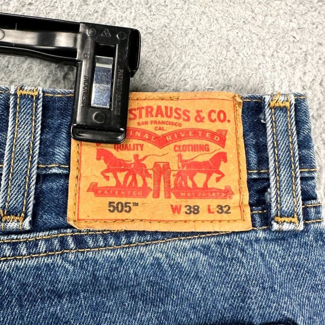 Levi's Levi's 505 Straight Jeans Men 38X32 Blue Red Tab Regular Fit 5 Pocket Denim Pants Size US 38 / EU 54 - 6 Thumbnail
