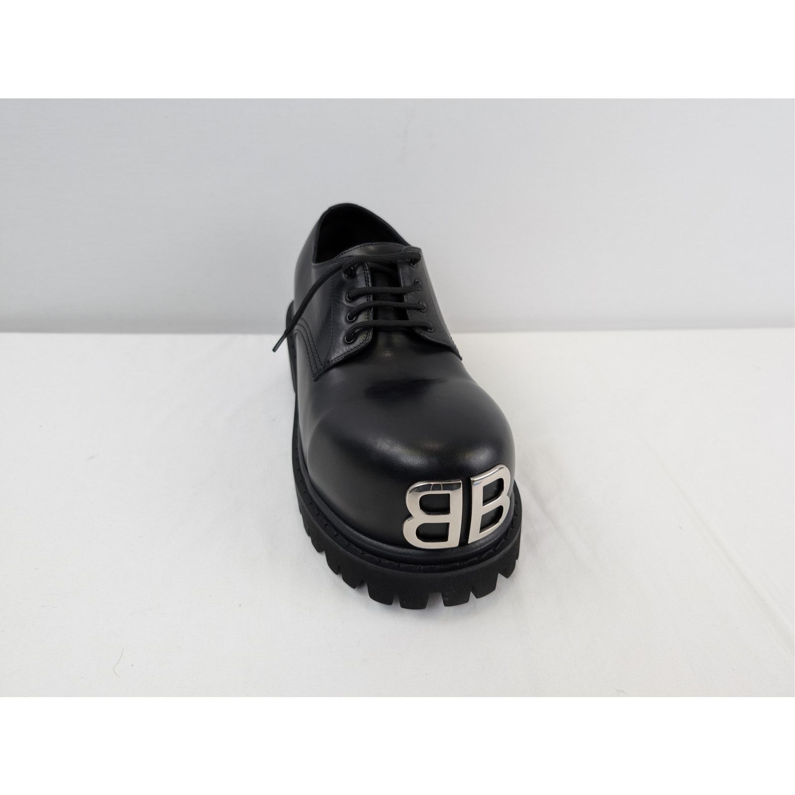 Balenciaga o1rshd1 Soft Calfskin Stomper Derbie BB Boots in Black Size US 6 / EU 39 - 3 Thumbnail