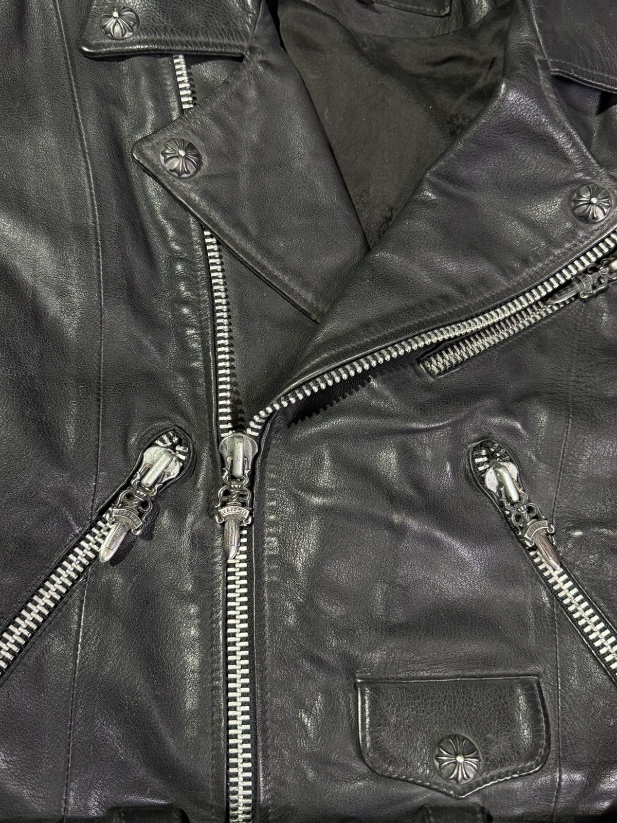 Chrome Hearts Chrome Hearts - Big Cross Belted Leather Biker Jacket Size US S / EU 44-46 / 1 - 9 Thumbnail