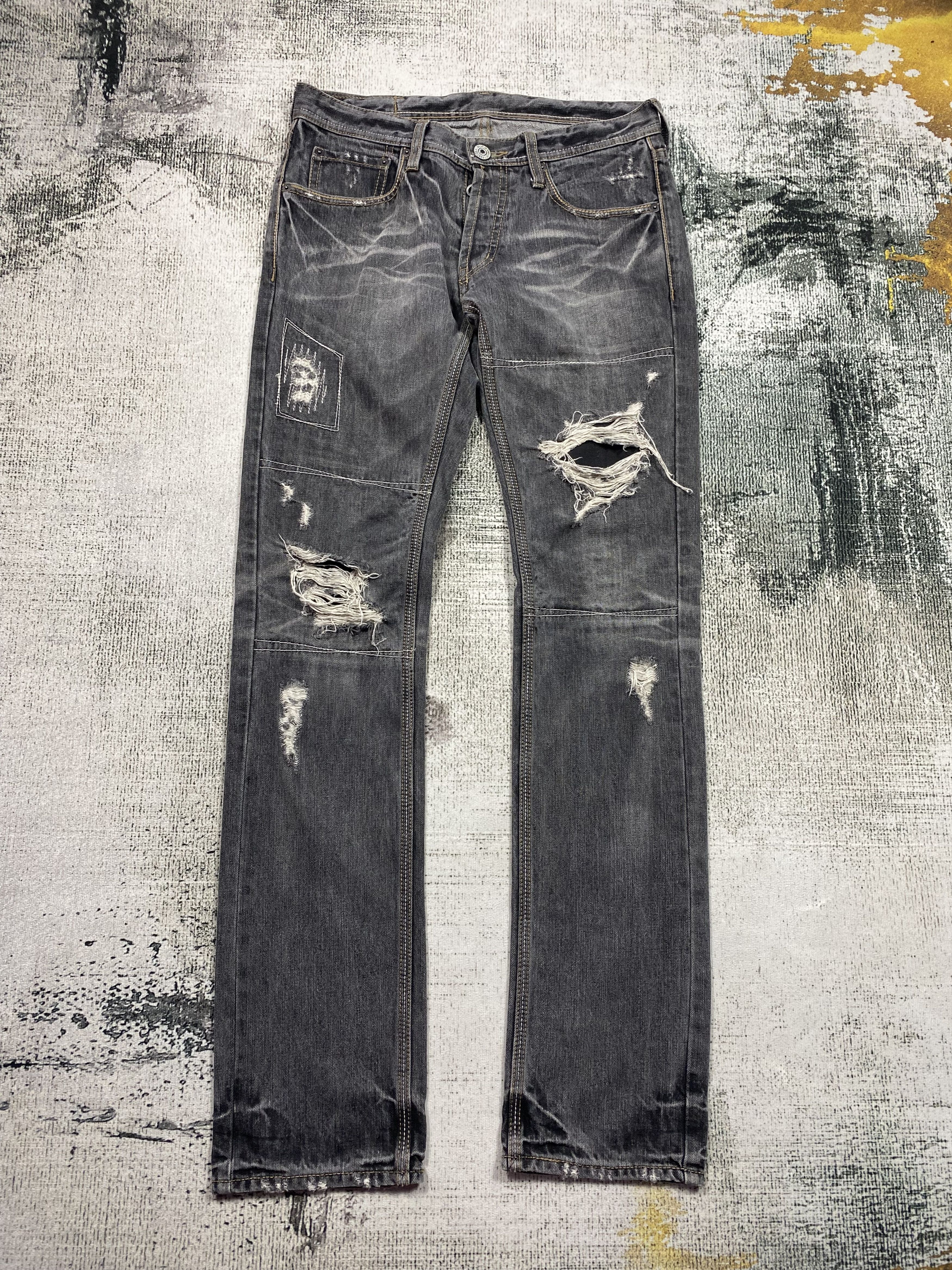 Japanese Brand SICKS💥Japanese Different Rupert Faded Low Rise Distressed Size US 30 / EU 46 - 1 Thumbnail