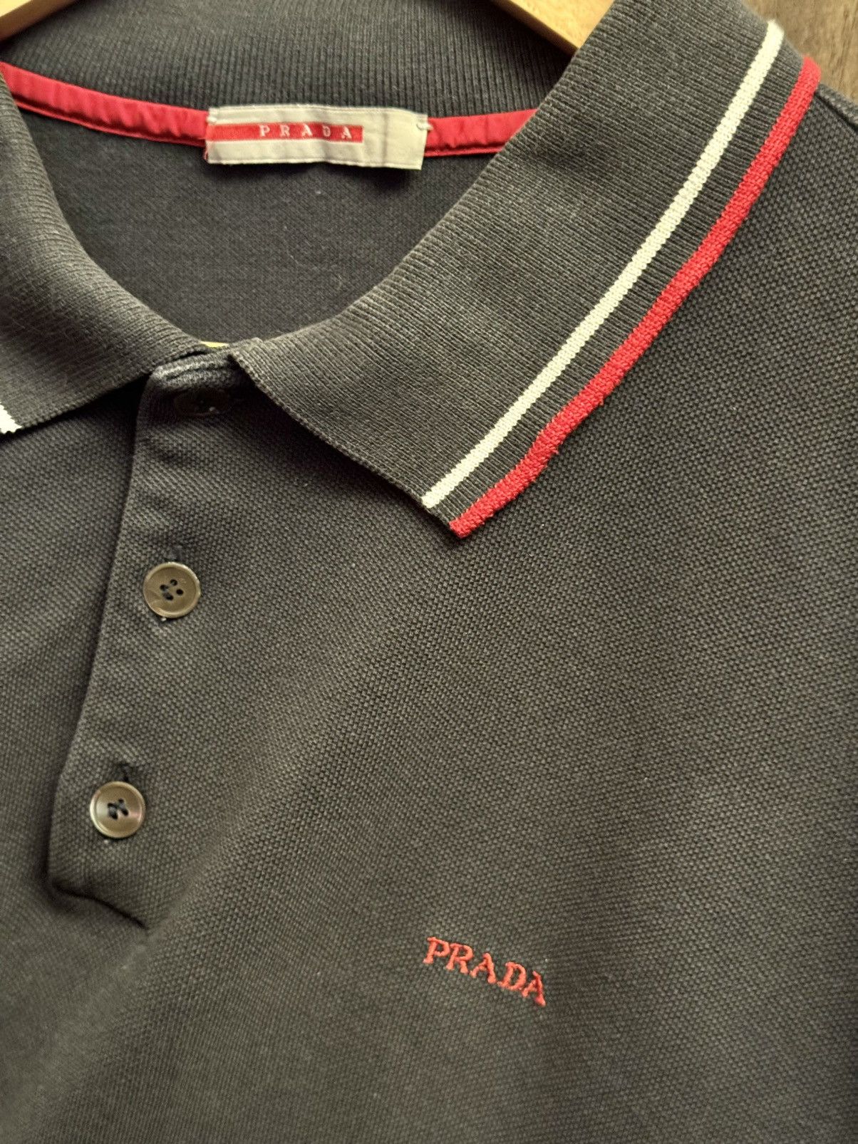 Prada vintage prada navy grey polo shirt XL slim fit men Size US XL / EU 56 / 4 - 2 Thumbnail