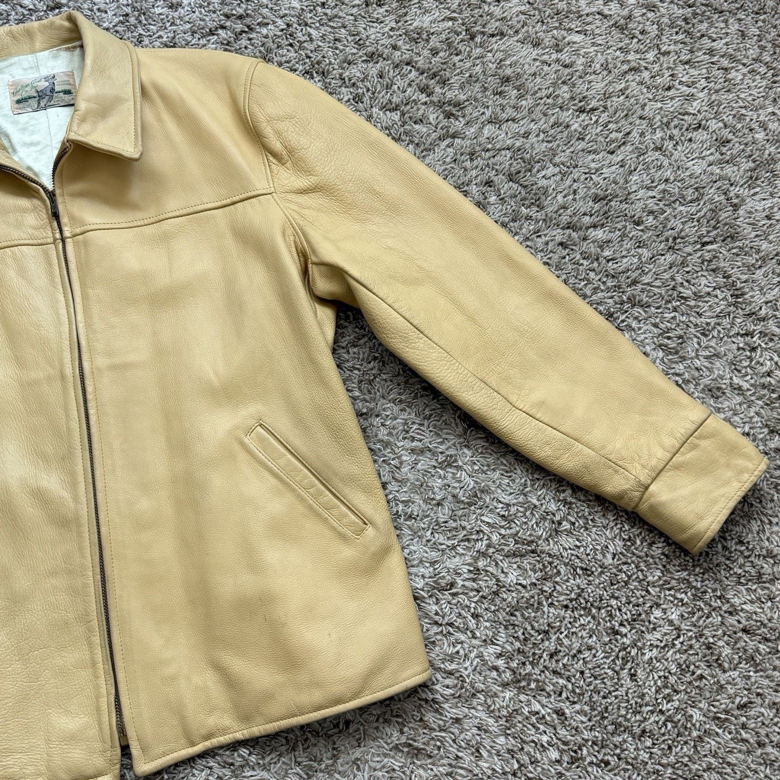 Vintage RARE Vintage Deerskin Leather Jacket Light Yellow Full Zip Size US M / EU 48-50 / 2 - 9 Thumbnail