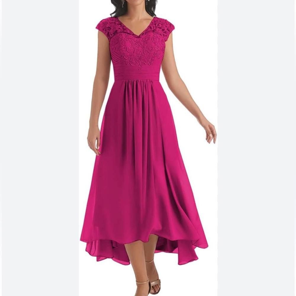 Designer Pink Lace Rhinestone Mother of The Bride Dress 10 Size L / US 10 / IT 46 - 11 Thumbnail