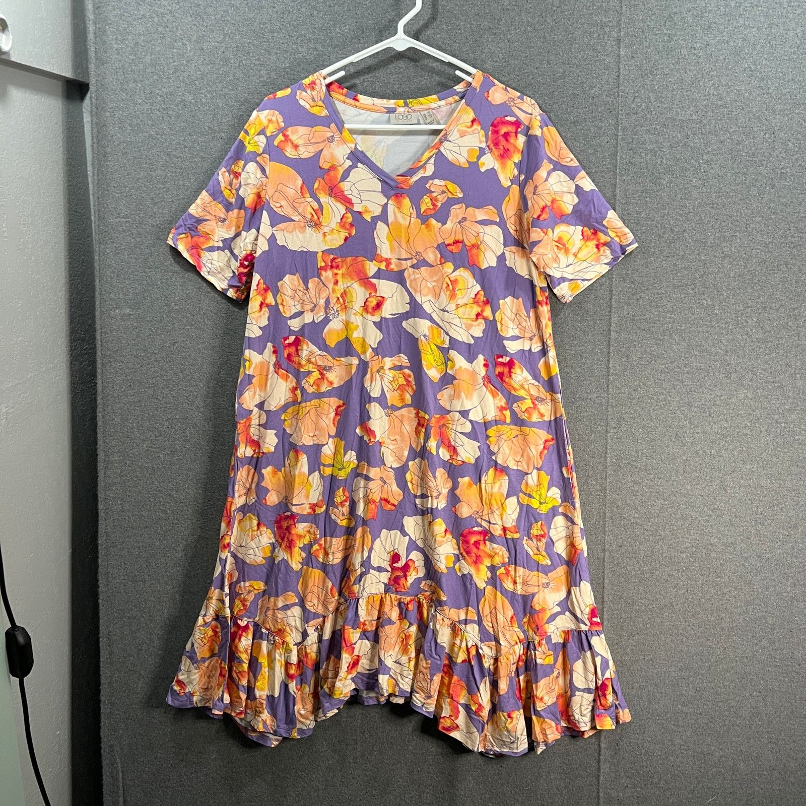 Other LOGO by Lori Goldstein Rayon Elbow Sleeve Dress Lavender Size M / US 6-8 / IT 42-44 - 1 Thumbnail