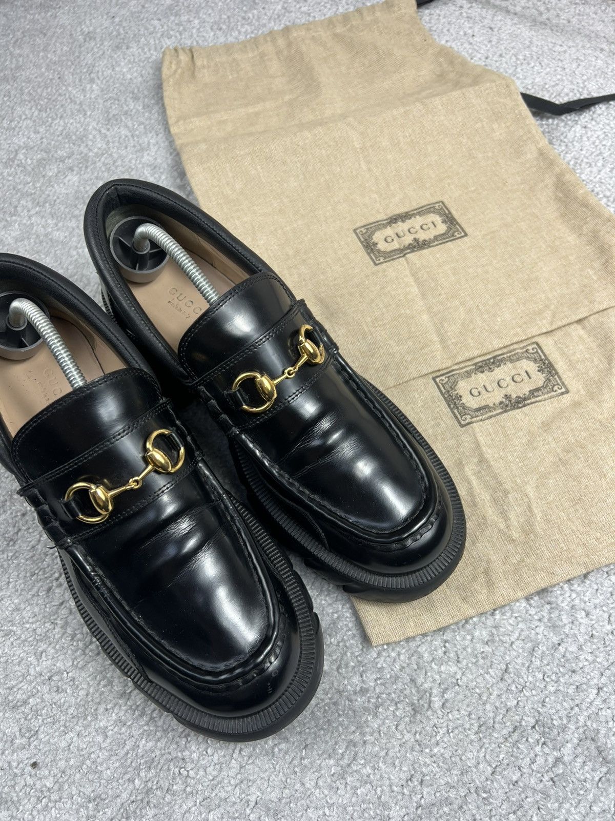 Gucci Gucci Horsebit Platform Lug Sole Black Leather Loafers Size US 10 / IT 40 - 8 Thumbnail