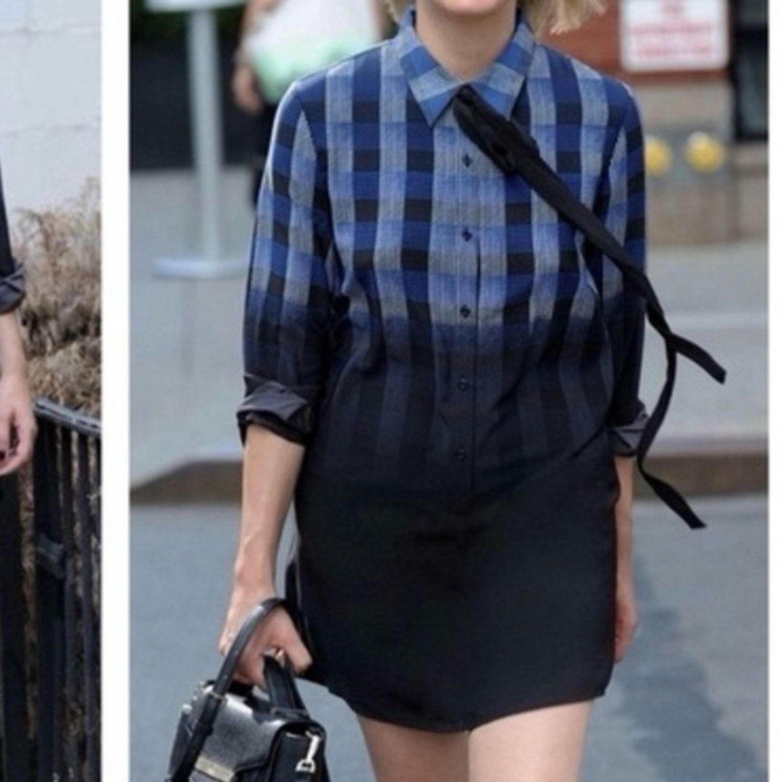 THAKOON Thakoon Blue and Black Checkered Shirt Dress Size M / US 6-8 / IT 42-44 - 3 Thumbnail