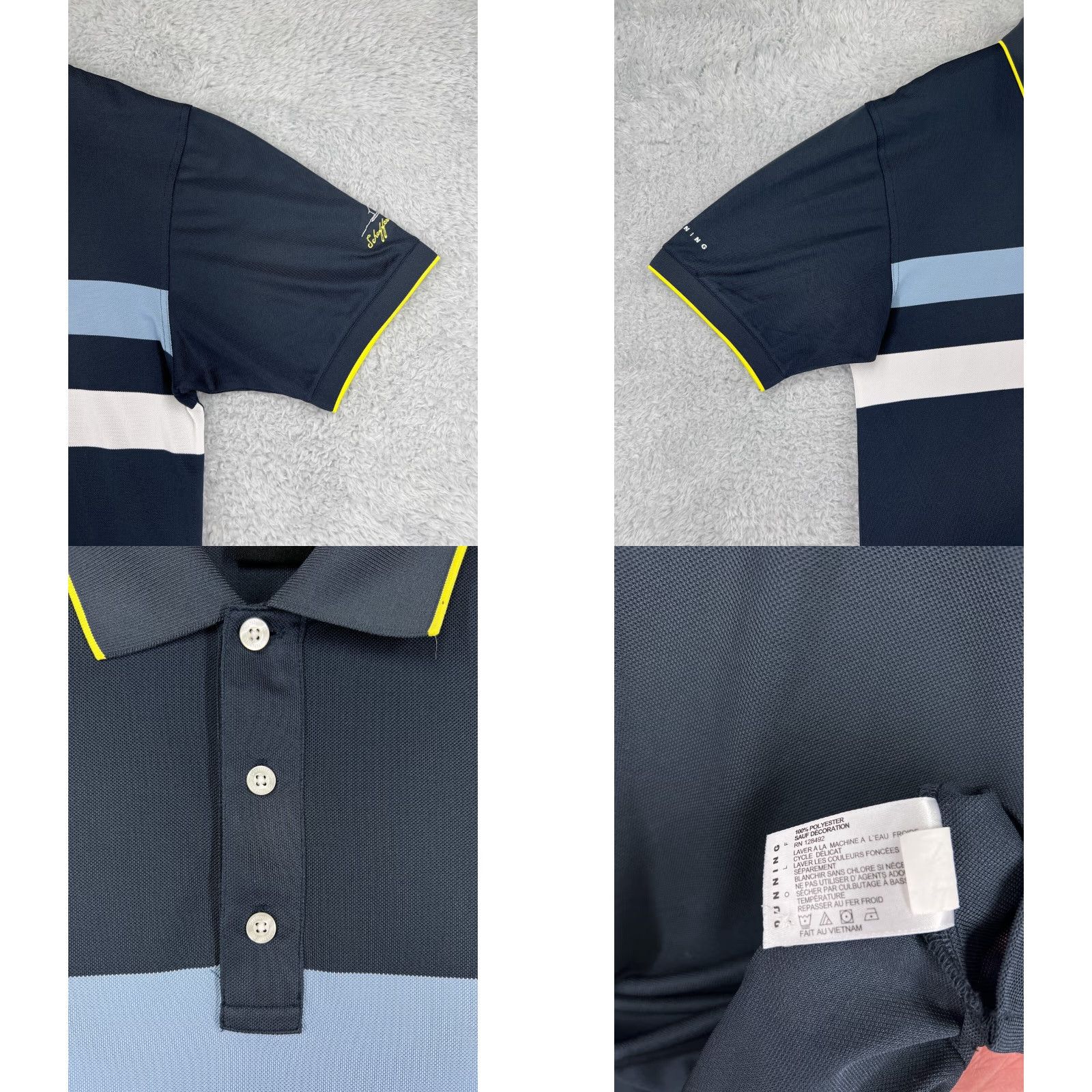 Vintage Dunning Polo Shirt Mens XL Striped Blue Lightweight Golf Volleyball Outdoor Sports Shirt Size US XL / EU 56 / 4 - 8 Thumbnail