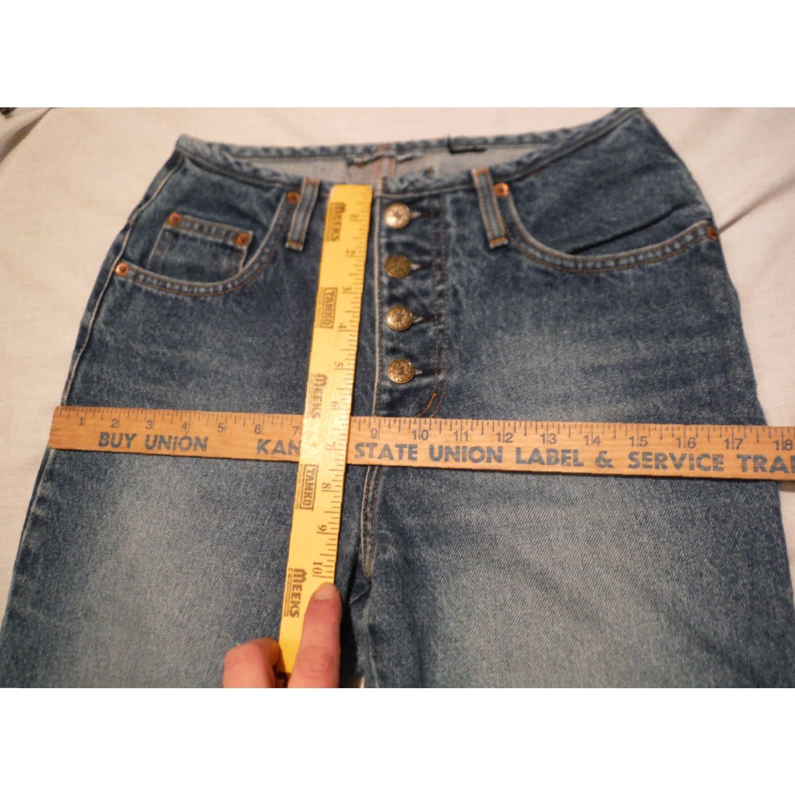 Bell VINTAGE WOMENS BELL BOTTOM JEANS 26" WAIST 30" INSEAM BLUE DENIM Size 26" / US 2 / IT 38 - 4 Thumbnail