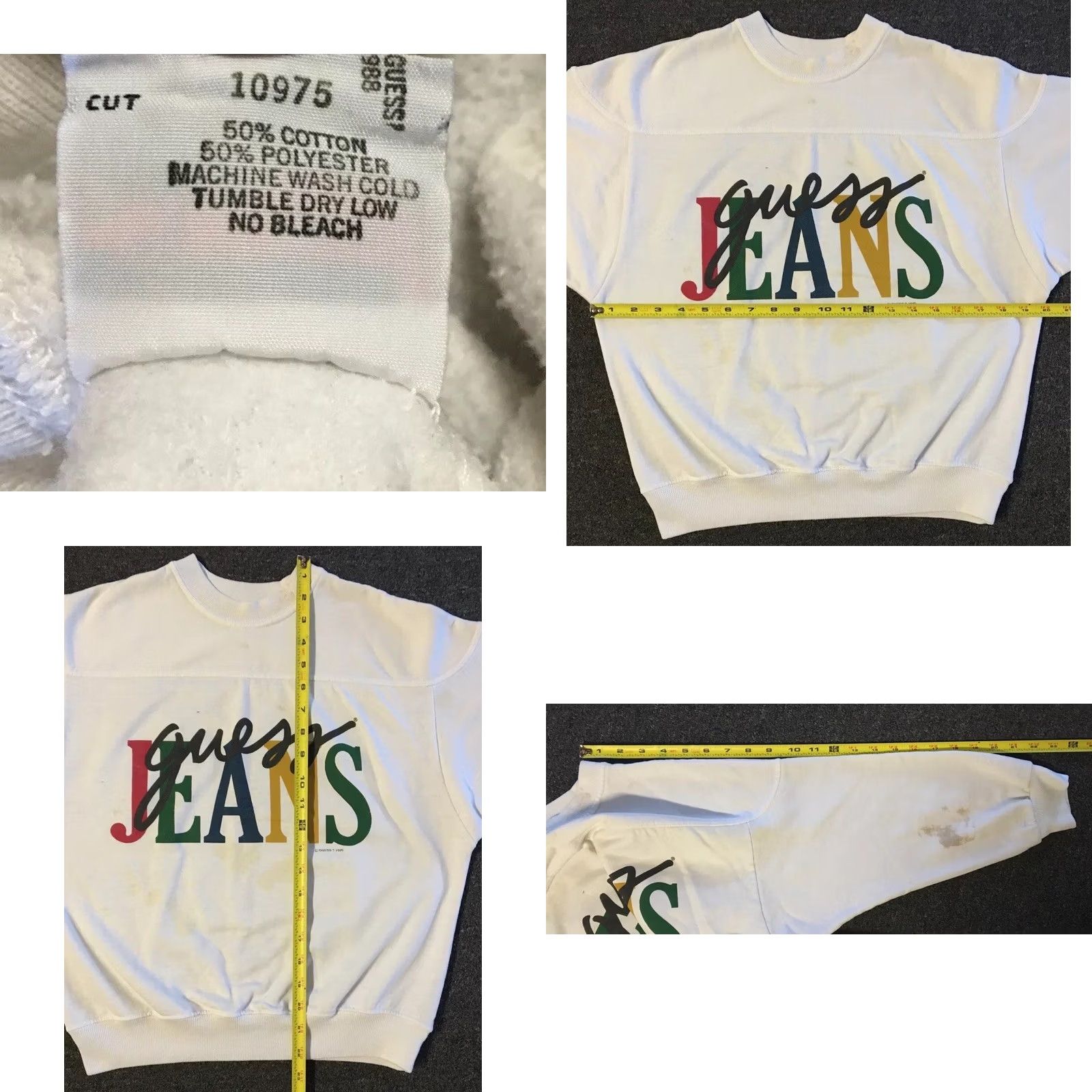 Guess VINTAGE Guess Jeans Hoodie Women L USA White Distressed Spellout 90s 80s Grunge Punk Hip Hop Retro Basketball Summer amer Womens Size L / US 10 / IT 46 - 10 Thumbnail