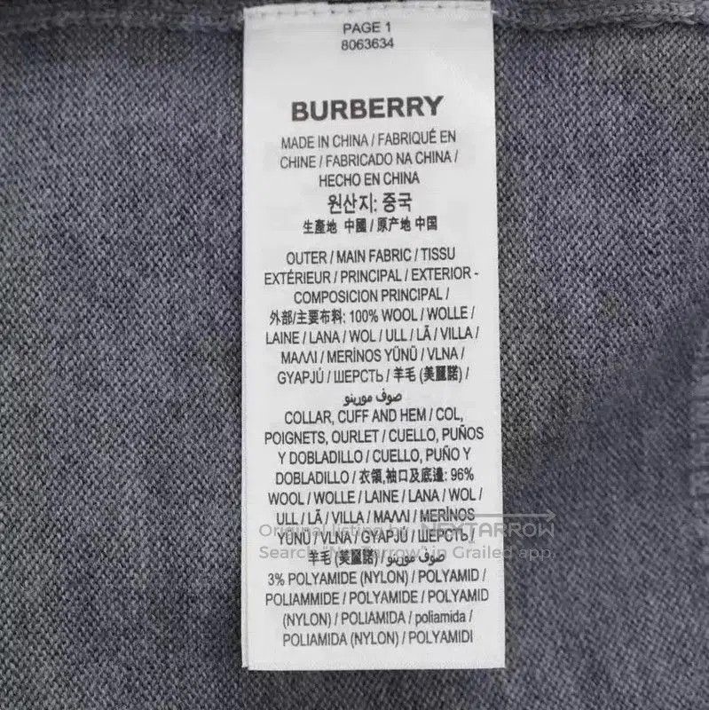 Burberry Burberry Gray Logo Knit Sweater for Men. Size US XL / EU 56 / 4 - 4 Thumbnail