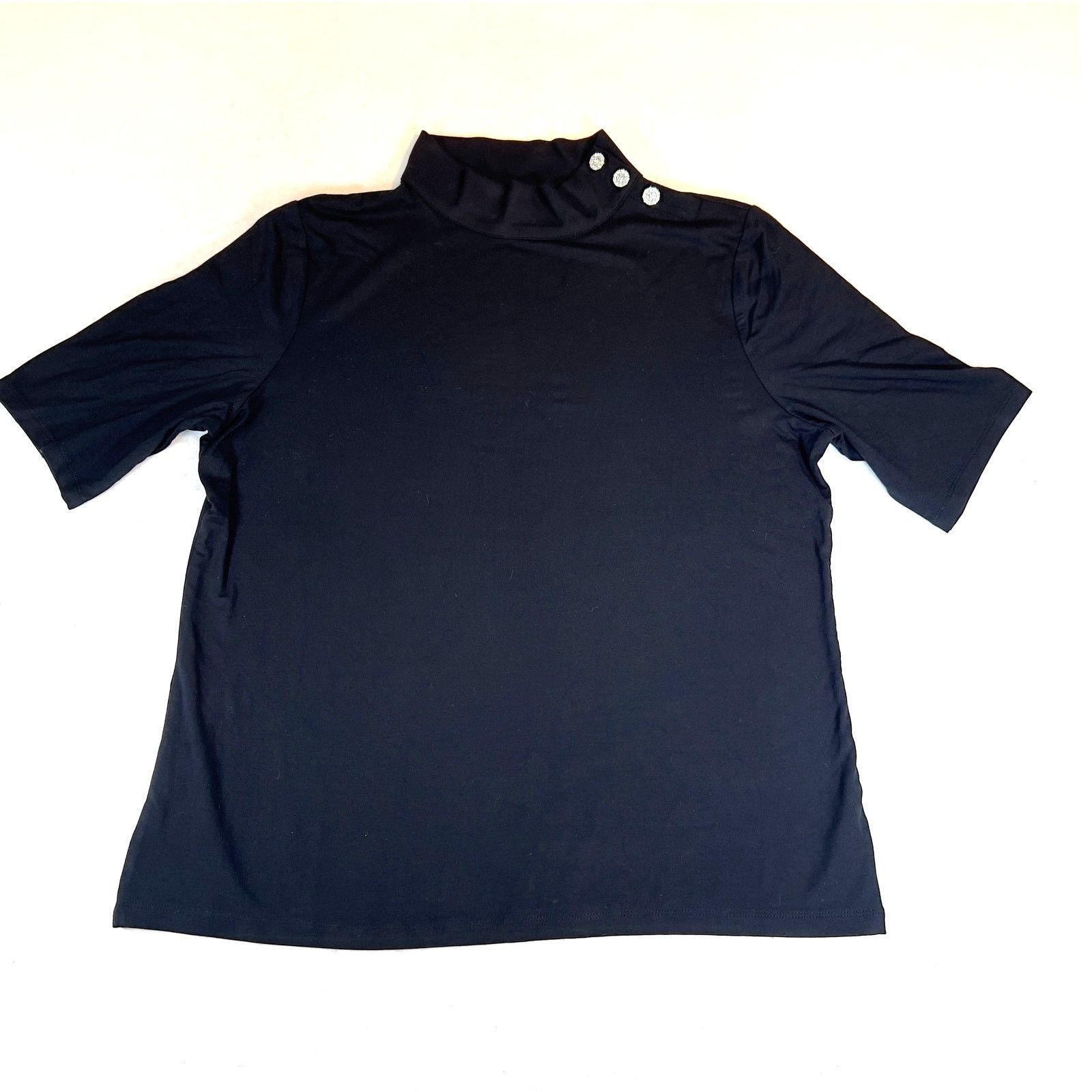 Robert Talbott Talbots Pullover Top Woman L Jeweled Button Detail Mock Neck Size L / US 10 / IT 46 - 1 Thumbnail