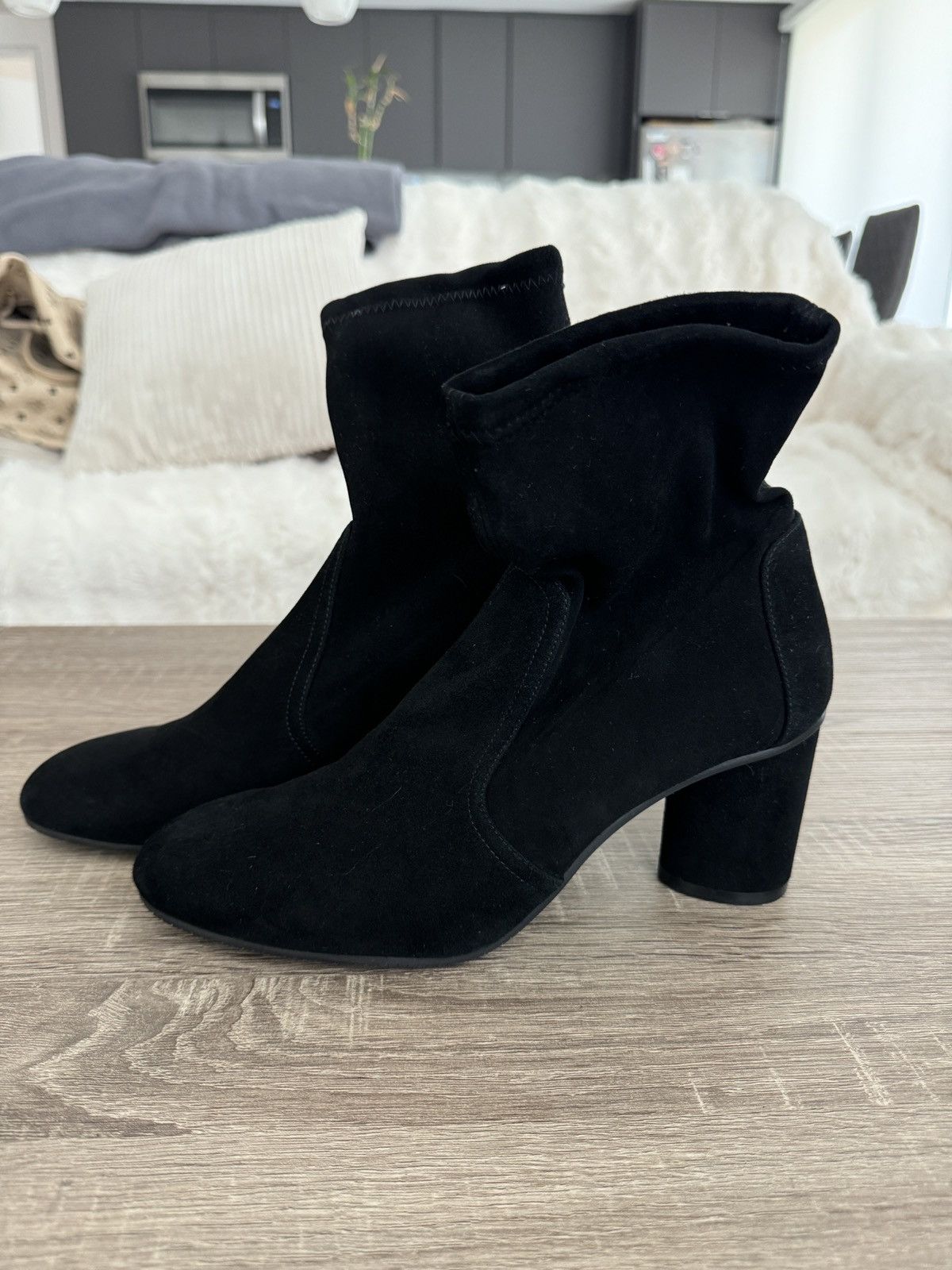 Stuart Weitzman YULIANA 60 BLACK SUEDE STRECH BOOTS Size US 8 / IT 38 - 2 Thumbnail