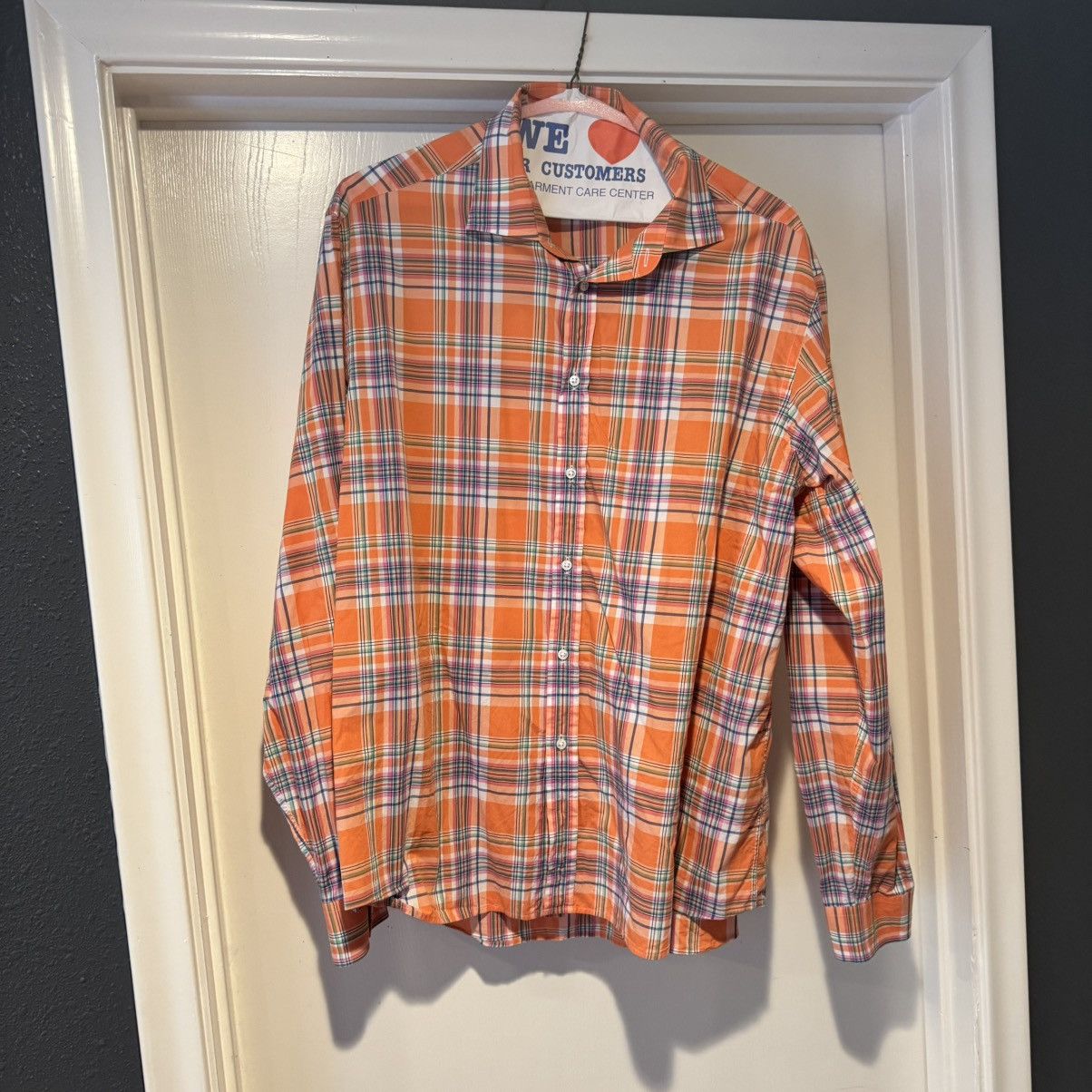 Orange Plaid Ralph Lauren Purple Label Button Up Shirt XXL