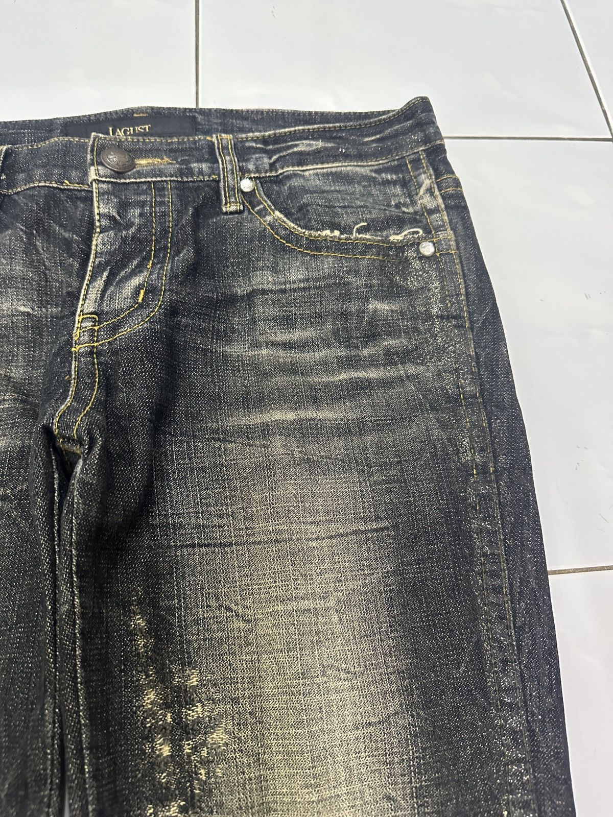 Japanese Brand × Vintage Vintage Japanese LAGUST Distressed Mud Wash Flare Jeans Size US 32 / EU 48 - 15 Thumbnail
