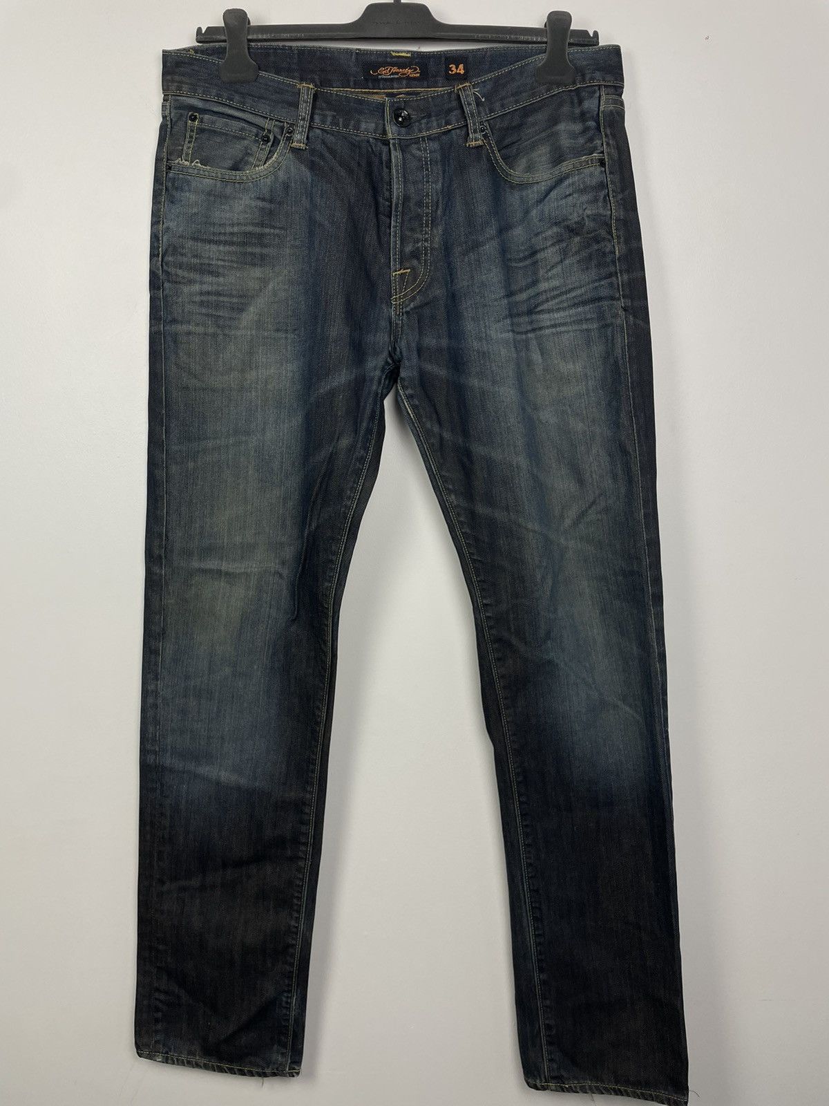 Ed Hardy Y2K Back Pocket Logo Embroidery Mud Wash Jeans Size US 36 / EU 52 - 3 Thumbnail