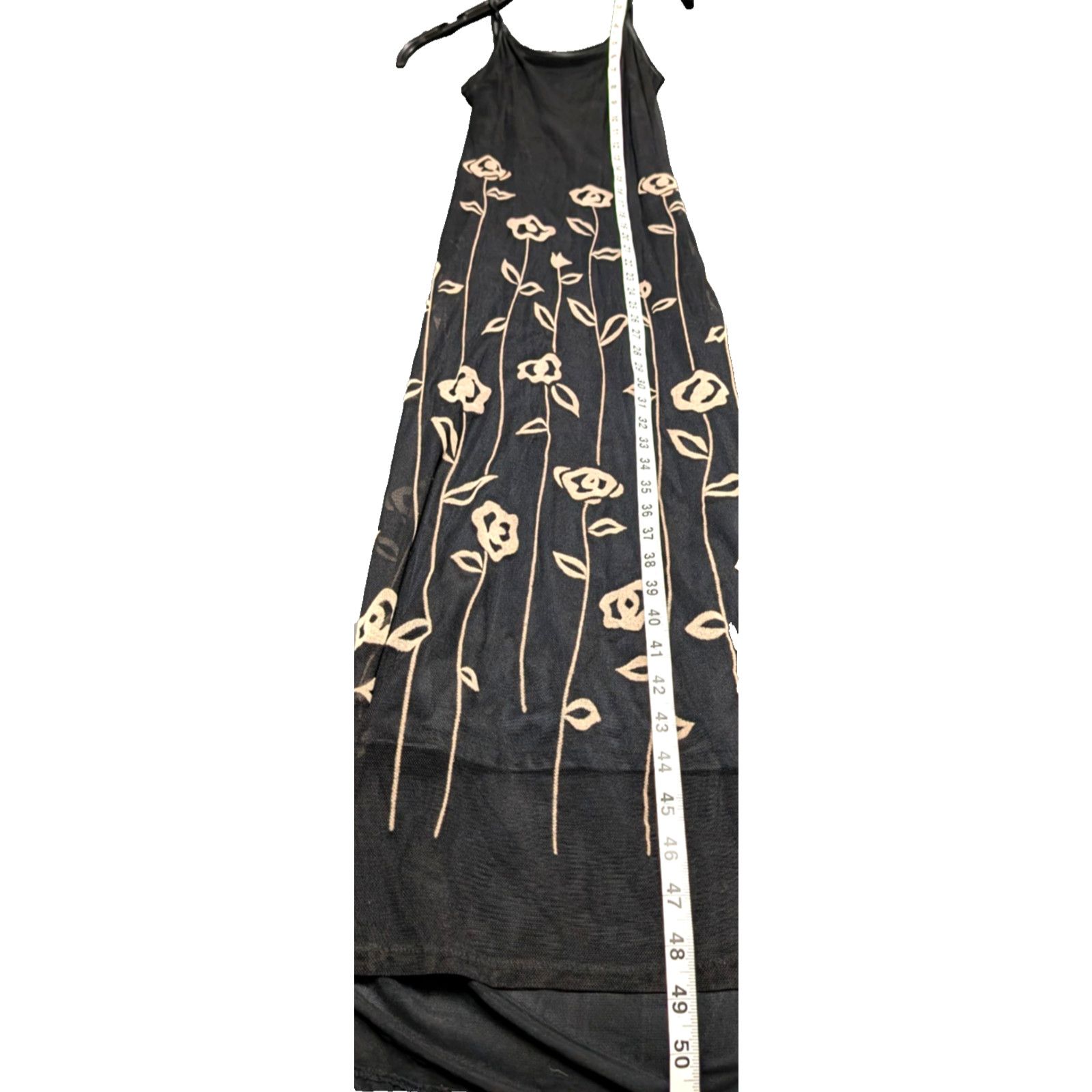 The Unbranded Brand Vintage Durian Black Beige Floral Maxi Dress Lined SM 80's Size S / US 4 / IT 40 - 2 Thumbnail