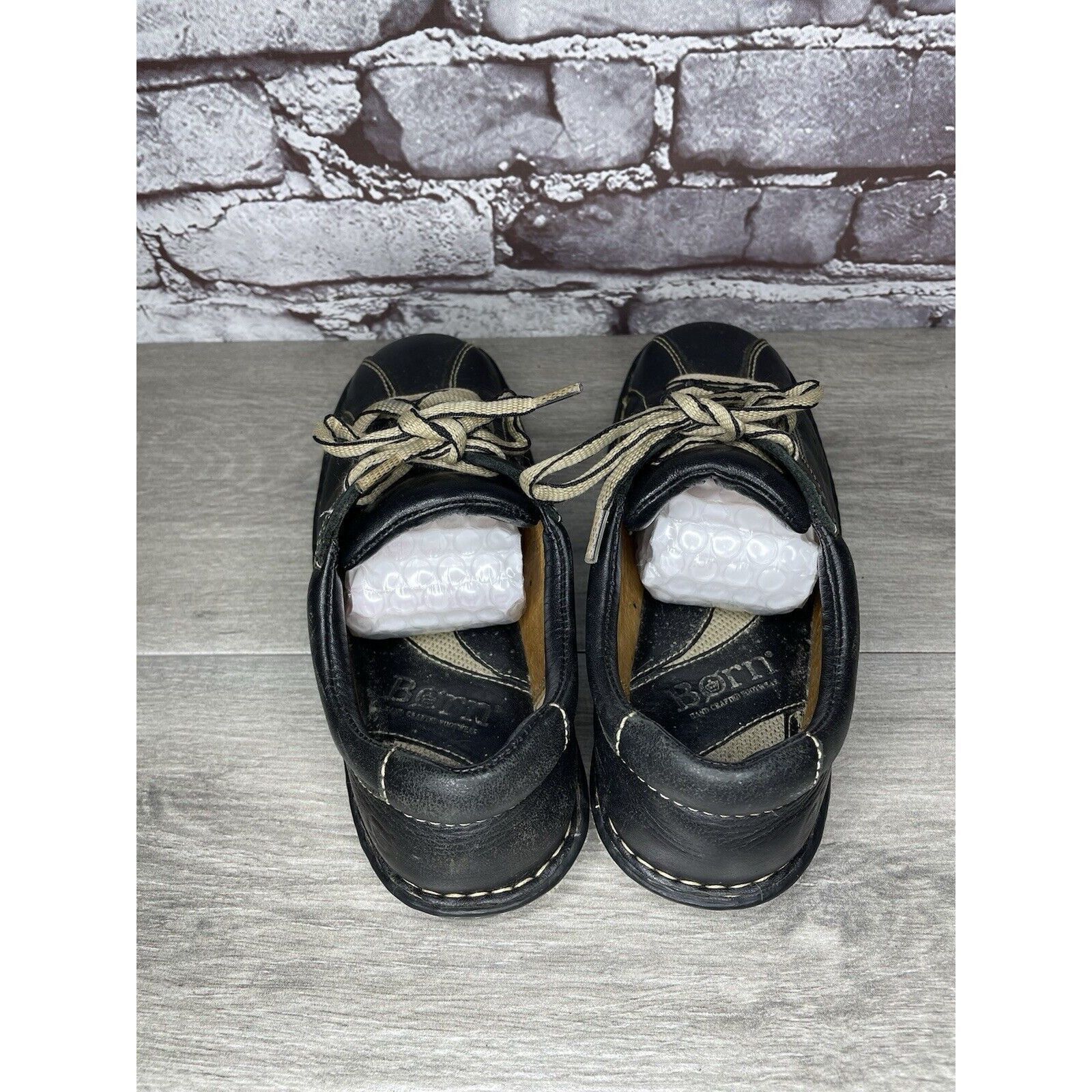 Born Born Black Leather Bicycle Lace Up Casual Comfort Shoes Wome Size US 6.5 / IT 36.5 - 6 Thumbnail