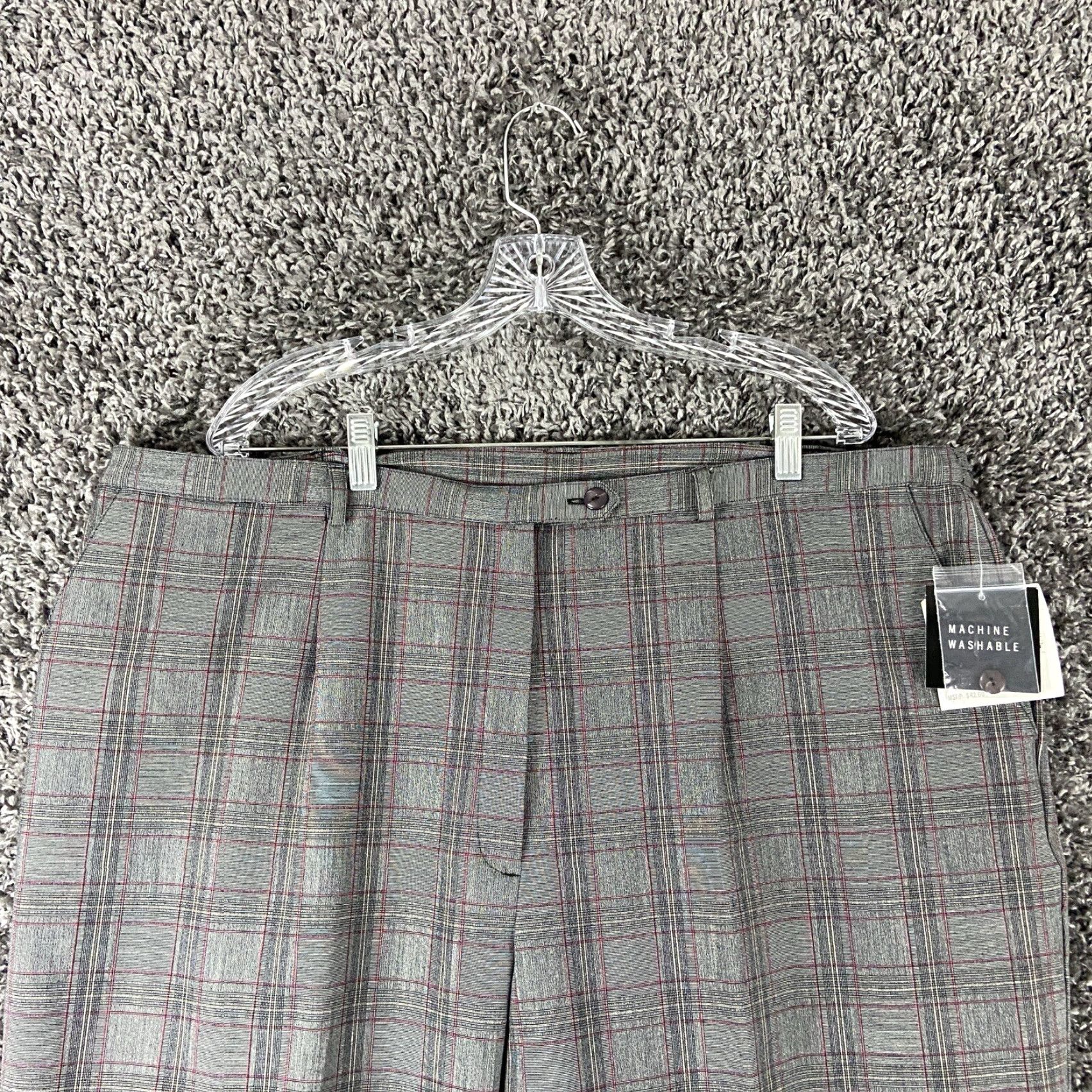 Vintage VINTAGE? No — Actually: Sage Harbor Dress Pants Gray Plaid Women Adult 24 Regular Gray Plaid Dress Pants Women 24 Size 42" / US 20 - 4 Thumbnail