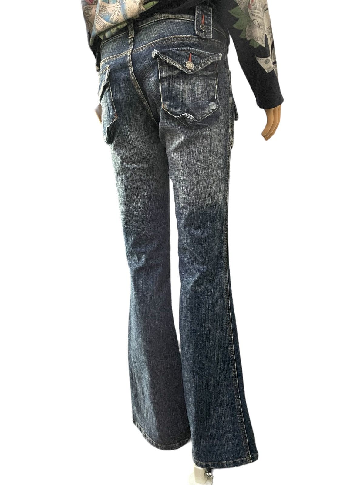 If Six Was Nine × Le Grande Bleu (L.G.B.) Camel Road Japan Bush Pocket Flared Stacked Denim Pants Size US 28 / EU 44 - 5 Thumbnail