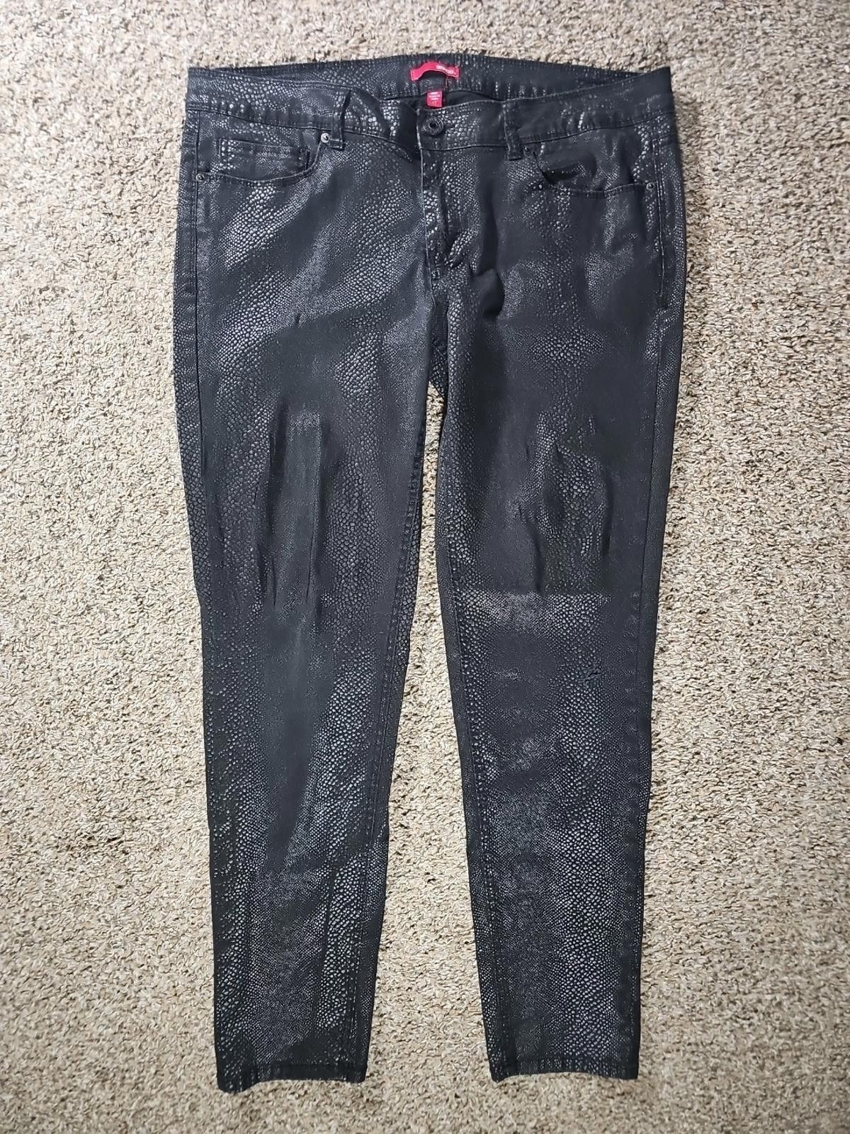 Bonobos Ladies Bongo Sz 17 Black Stretch Skinny "Snakeskin" Pants Size 30" / US 8 / IT 44 - 1 Thumbnail