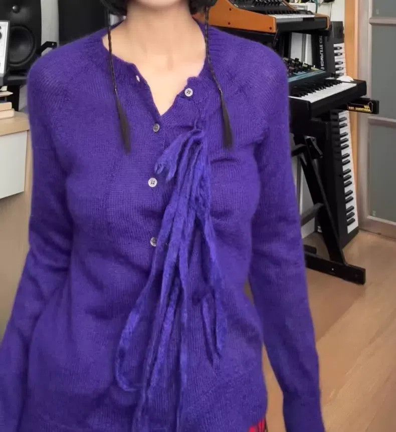 Comme des Garcons Comme Des Garcons size F Purple Asymmetrical Tie-dye Knit Size XS / US 0-2 / IT 36-38 - 2 Thumbnail