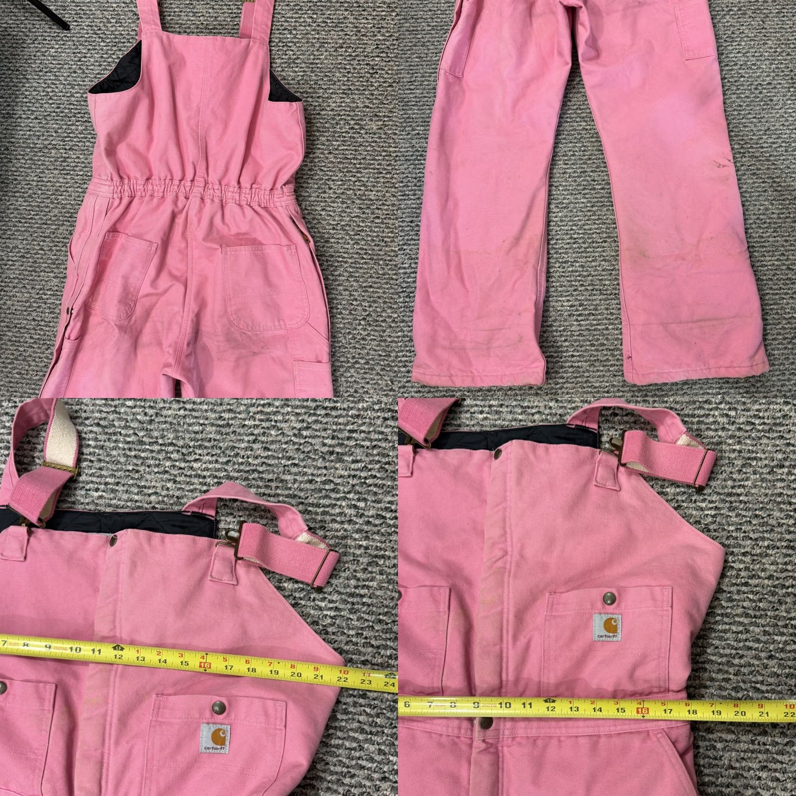 Carhartt Carhartt Overalls Women’s 16/32 Pink Insulated Duck Canvas Double Knee Bib Workwear Distressed Quilt Lined Vintage No Size 38" / US 16 / IT 52 - 8 Thumbnail