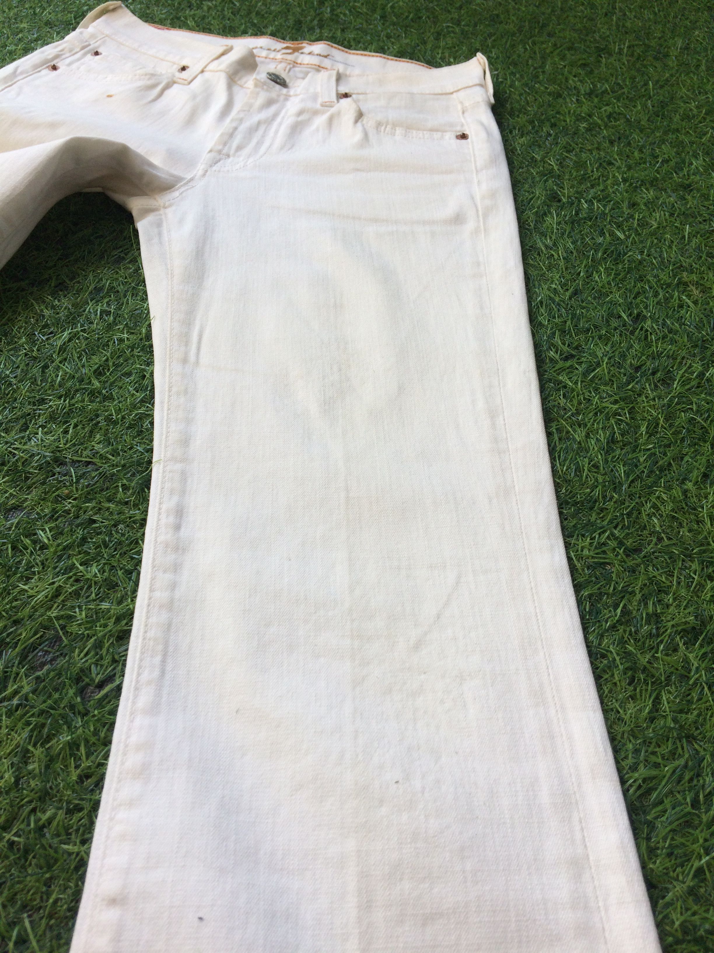 7 For All Mankind × Jean American White Denim Flare Jeans D-568 Size 25" / US 0 / IT 36 - 6 Thumbnail
