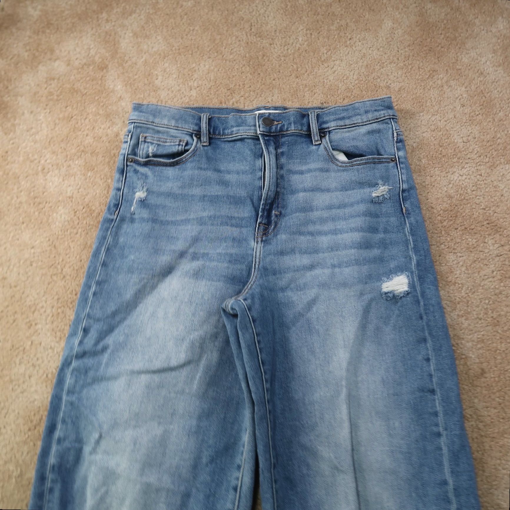 Vintage Altar’d State Women’s Jeans Skinny Distressed Denim Stretch Blue Size 31 Jeans Womens 5-Pocket Zipper Button Fringe Distressed Size 24" / US 00 / IT 34 - 3 Thumbnail