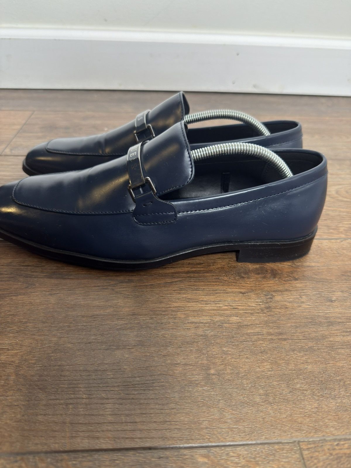 Guess GUESS Men’s Navy Blue Dress Loafers – Metal Logo Detail Size US 9.5 / EU 42-43 - 1 Thumbnail