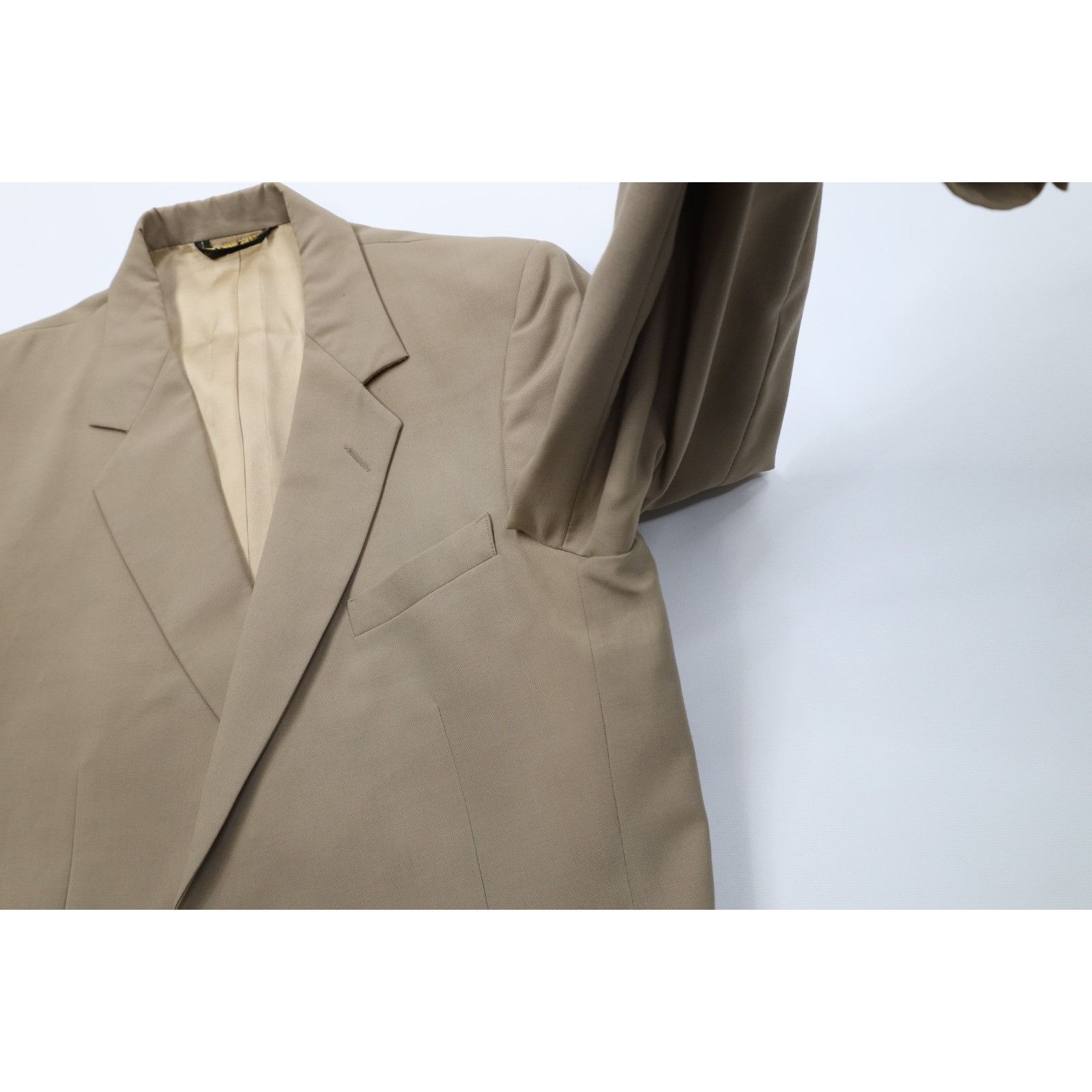 Vintage Vintage 70s Streetwear 2 Piece Wool Suit Wedding Beige Size 42L - 8 Thumbnail