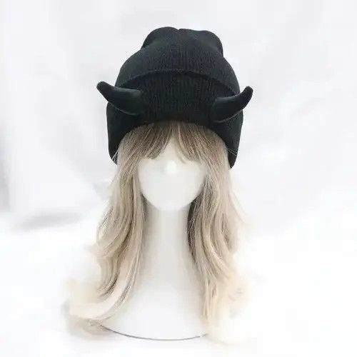 Other Devil Horn Hat Halloween Soft Knitted Beanie Size ONE SIZE - 4 Thumbnail