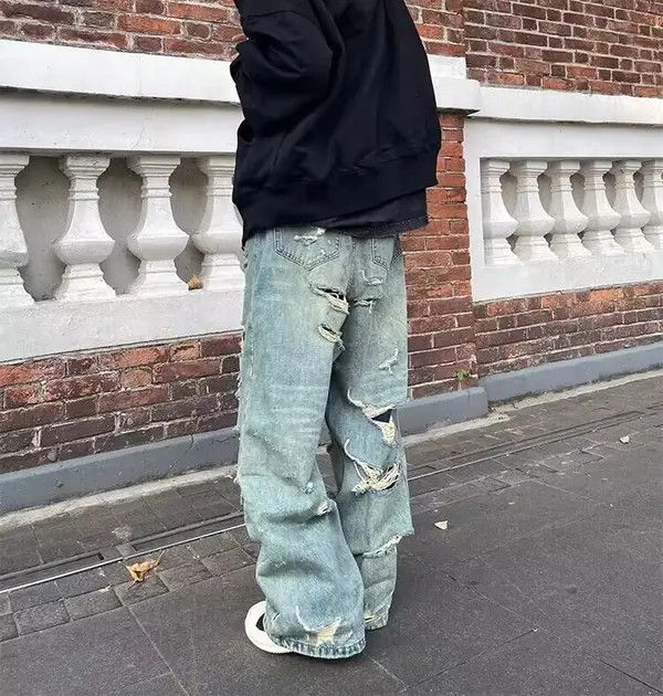 VIBE Vintage ripped double-layer fabric washed rare jeans Size US 32 / EU 48 - 4 Thumbnail