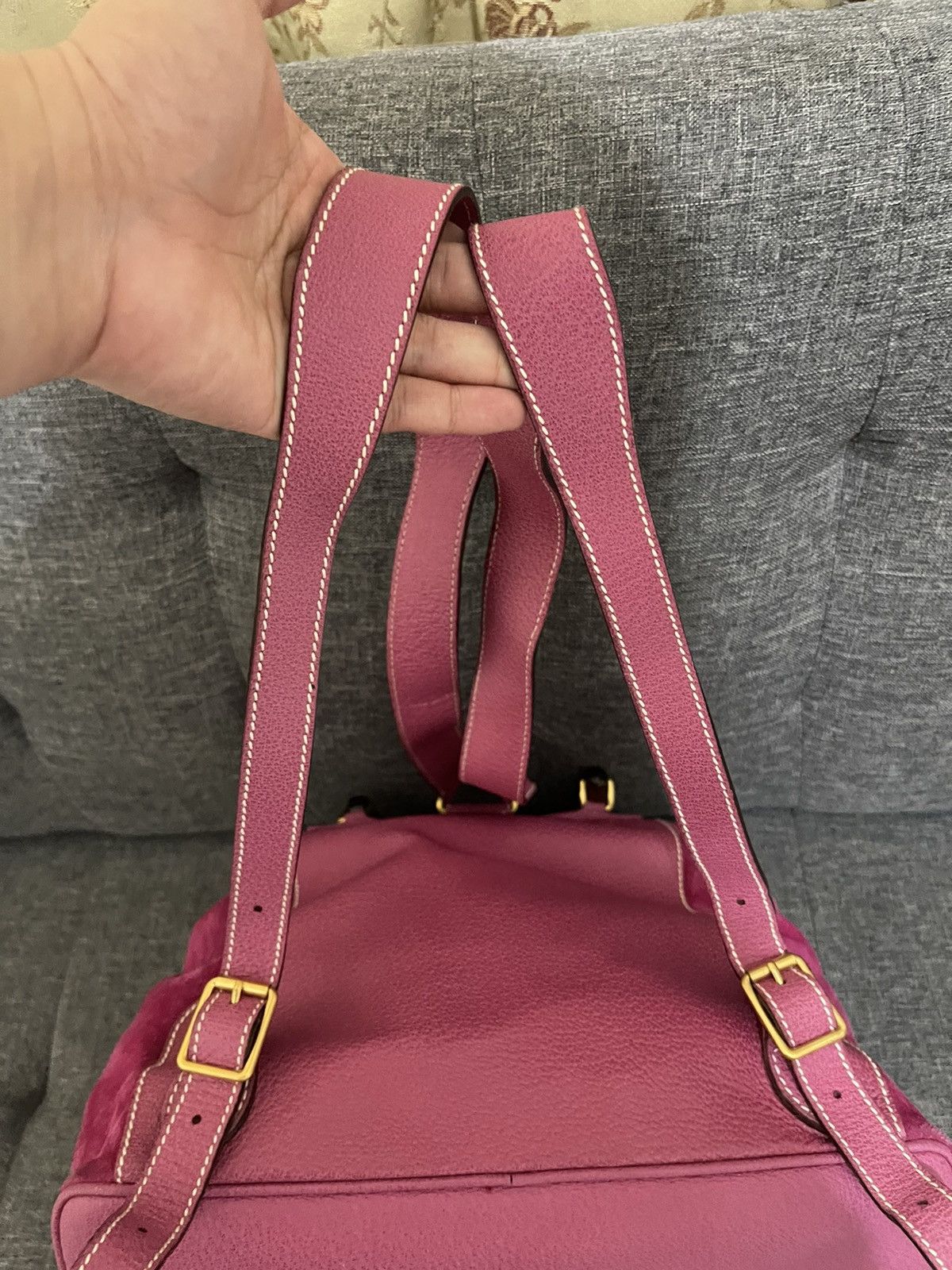 Vintage Gucci Bamboo Leather suede Backpack Size ONE SIZE - 7 Thumbnail
