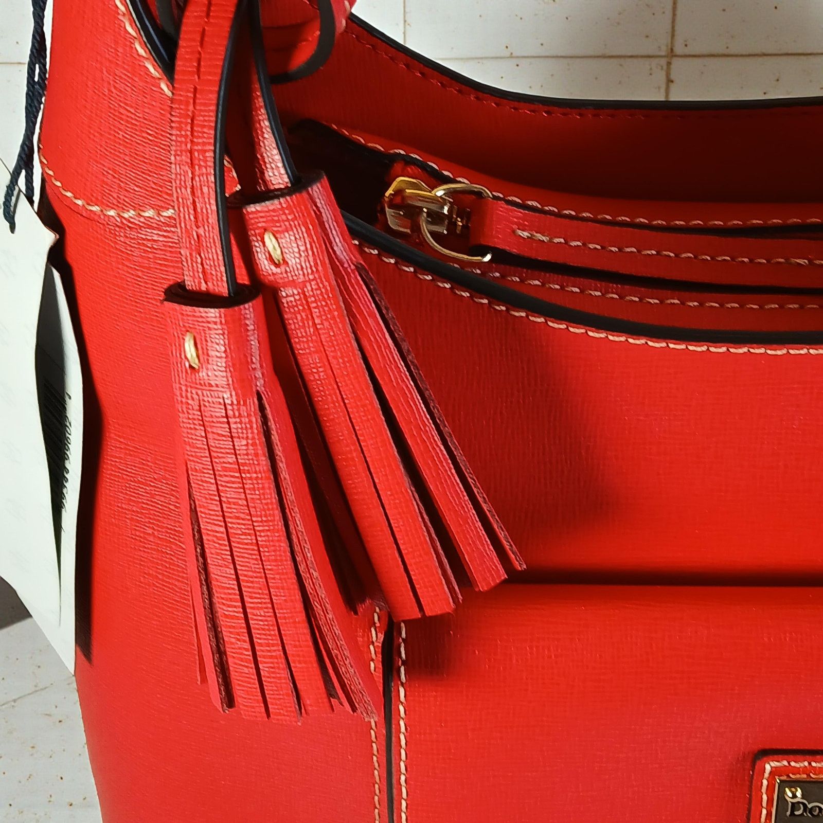 Dooney & Bourke Dooney & Bourke Red Saffiano Leather Hobo Bag w Dust Bag NWT Size ONE SIZE - 10 Thumbnail