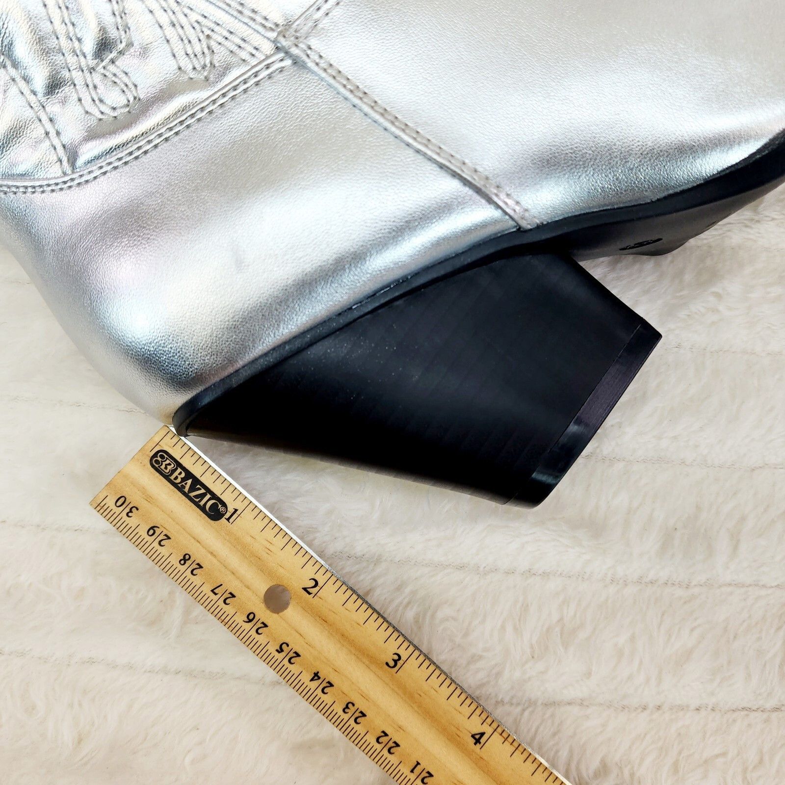 Other Disco Cowgirl Metallic Silver Cowboy Knee Boots Western Bloc Size US 7.5 / IT 37.5 - 6 Thumbnail