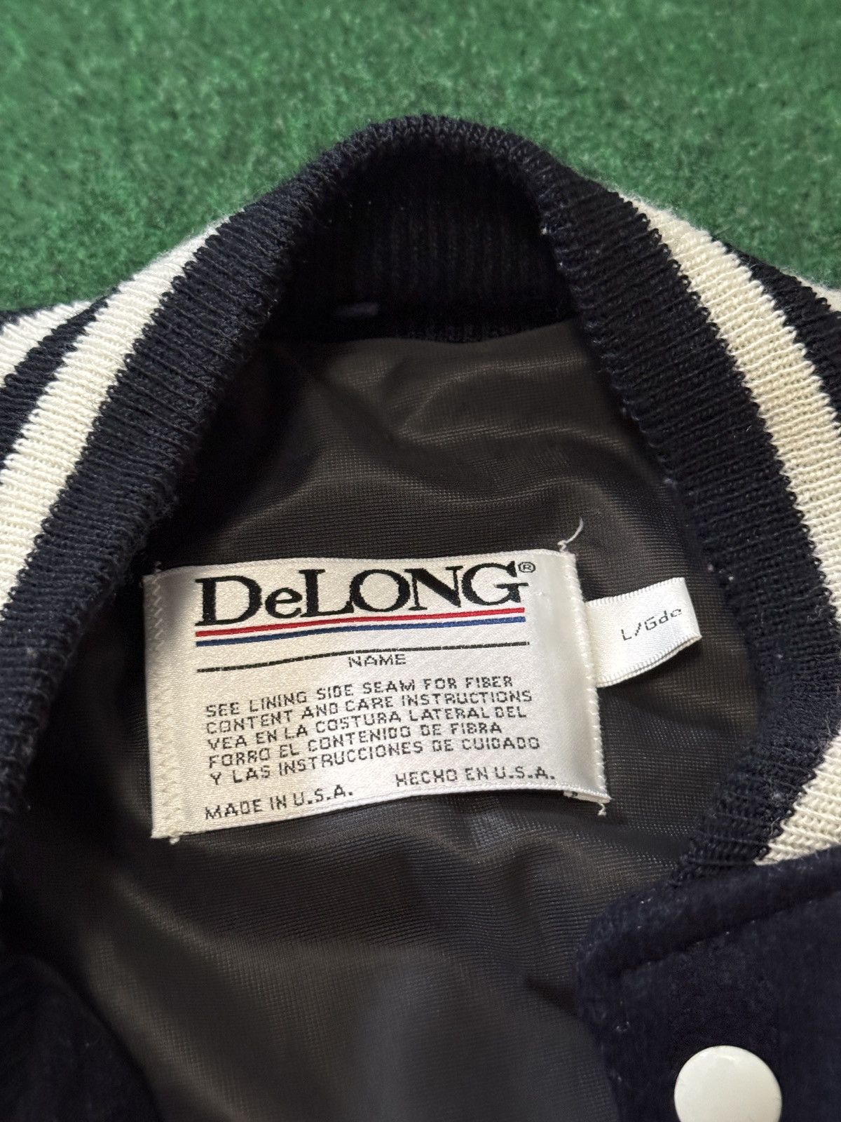 Delong Vtg 90s Delong Wool Blue White Varsity M Letterman Jacket Size US L / EU 52-54 / 3 - 3 Thumbnail