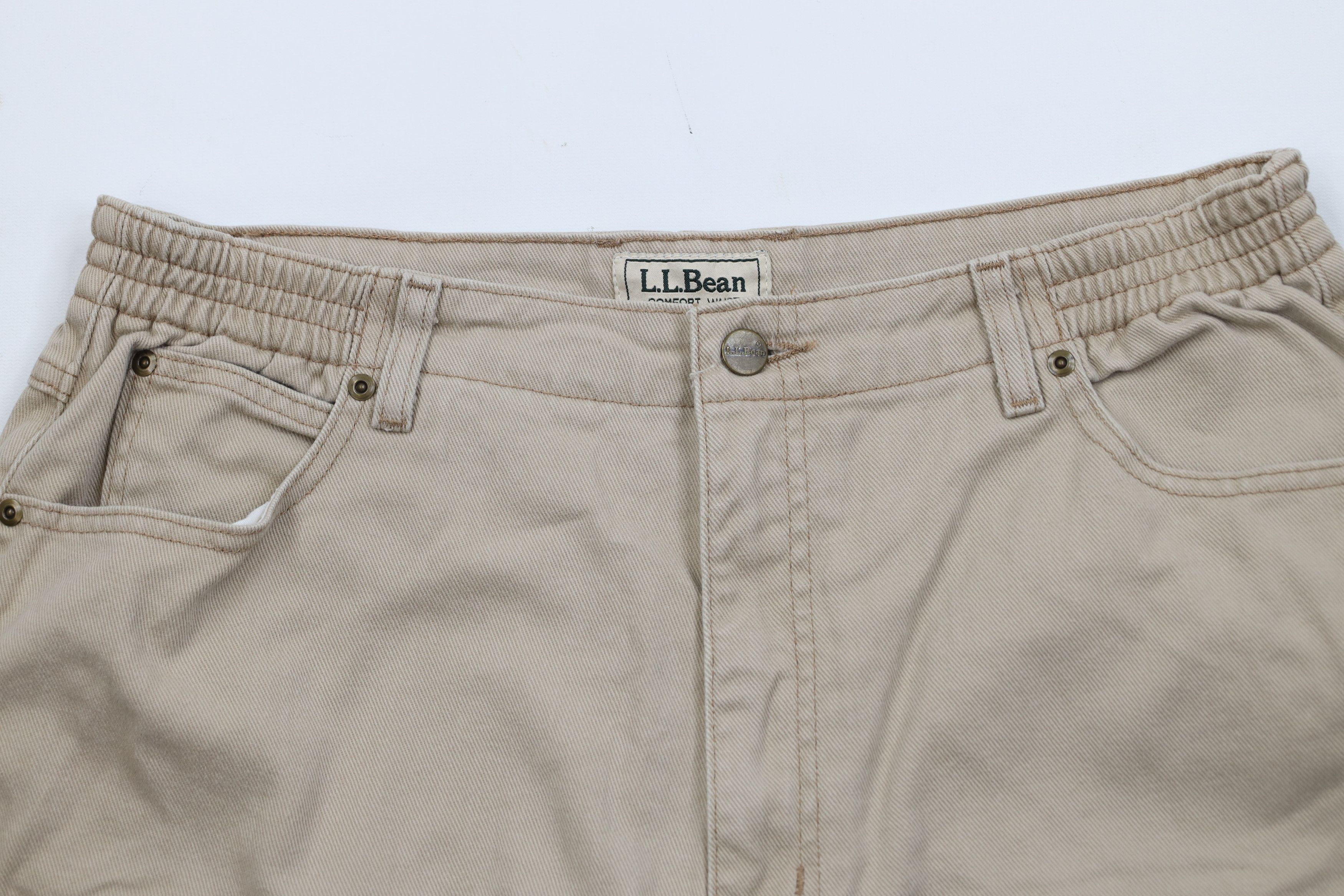 L.L. Bean Vintage 90s LL Bean Knee Denim Jean Shorts Beige Cotton Size US 34 / EU 50 - 2 Thumbnail