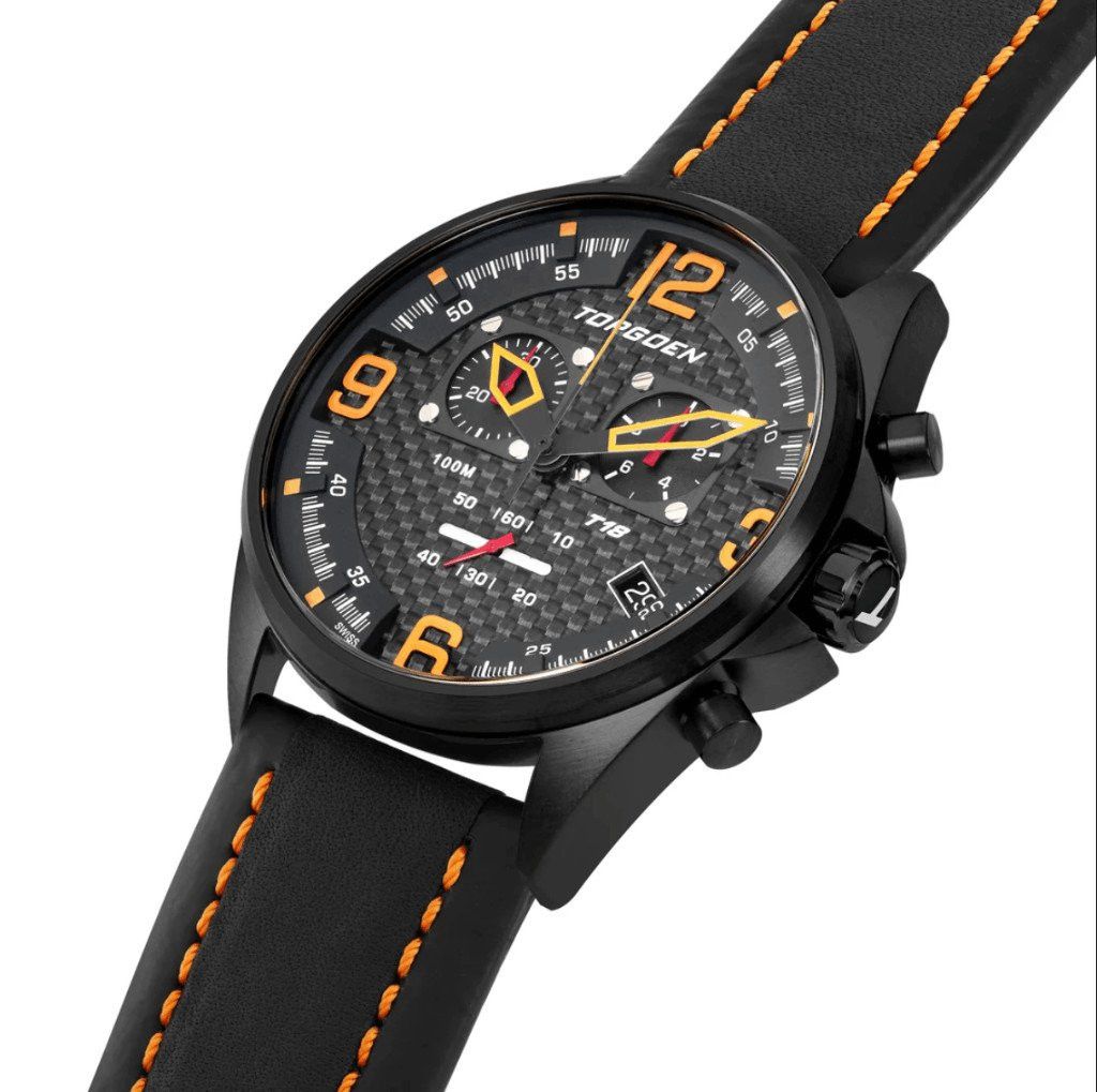 Other New Torgoen TN-1122 T18 Carbon Fiber 45mm Black Leather Str Size ONE SIZE - 3 Thumbnail