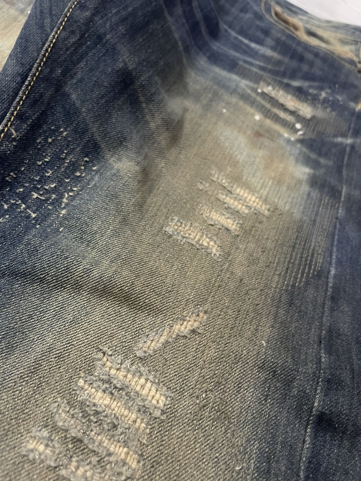 Hysteric Glamour Beguin Kyoto Japan Muddy Boro Distressed Flared Jeans Size US 32 / EU 48 - 10 Thumbnail