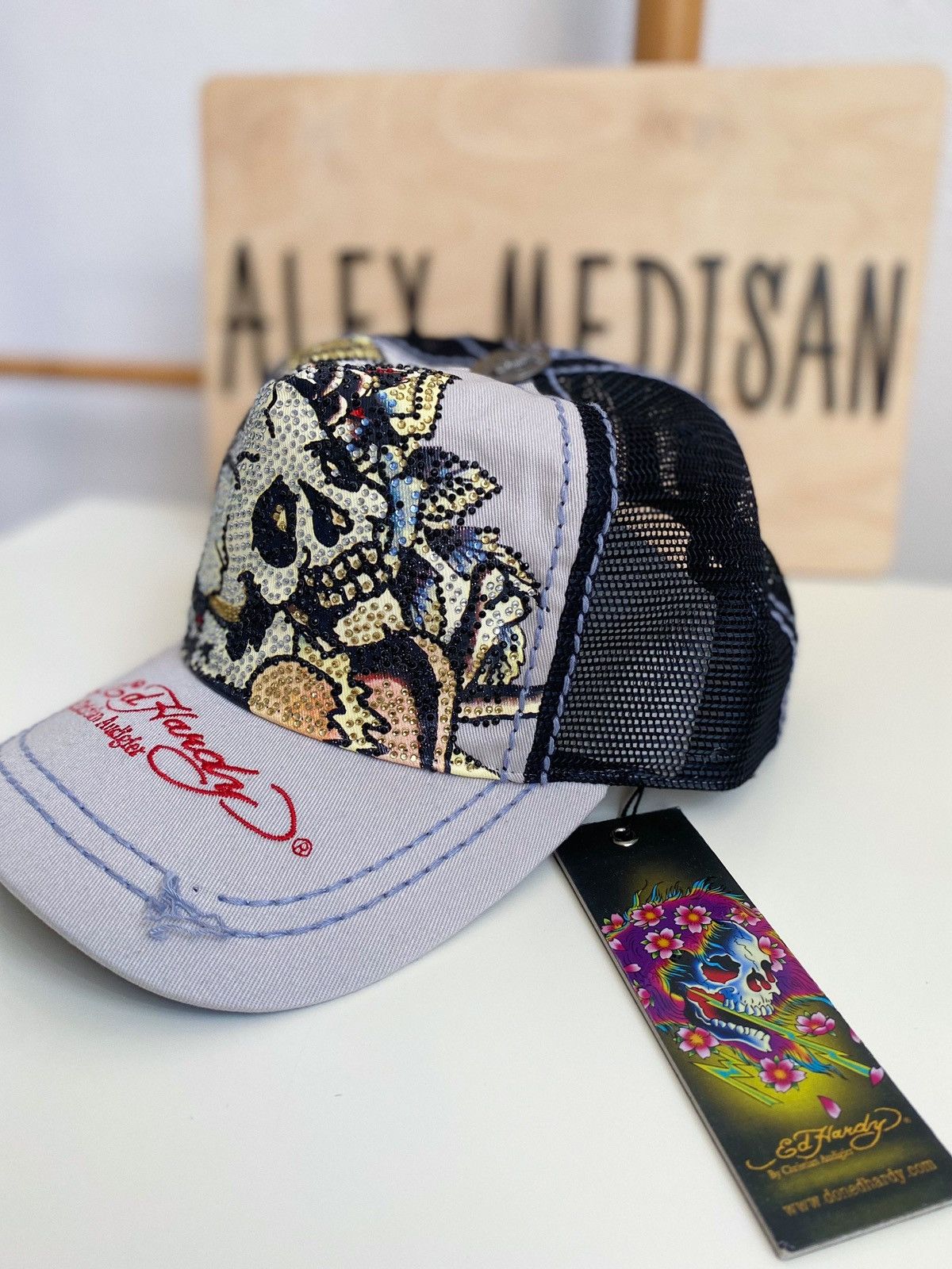 Ed Hardy Ed Hardy Cristian Audigier Skull heart & cards cap Size ONE SIZE - 1 Thumbnail