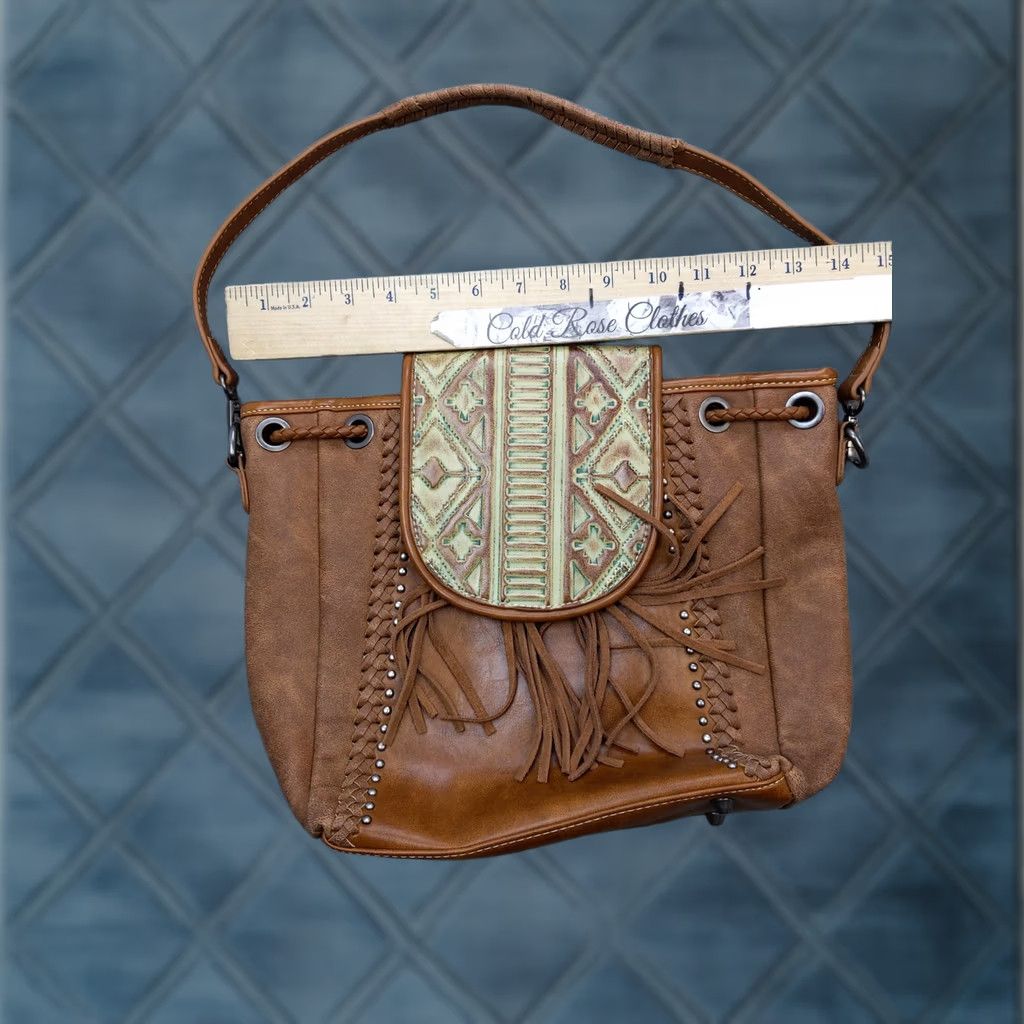 Vintage Trinity Ranch Shoulder Bag Womens Medium Brown Faux Leather Fringe Western Purse Size ONE SIZE - 1 Thumbnail