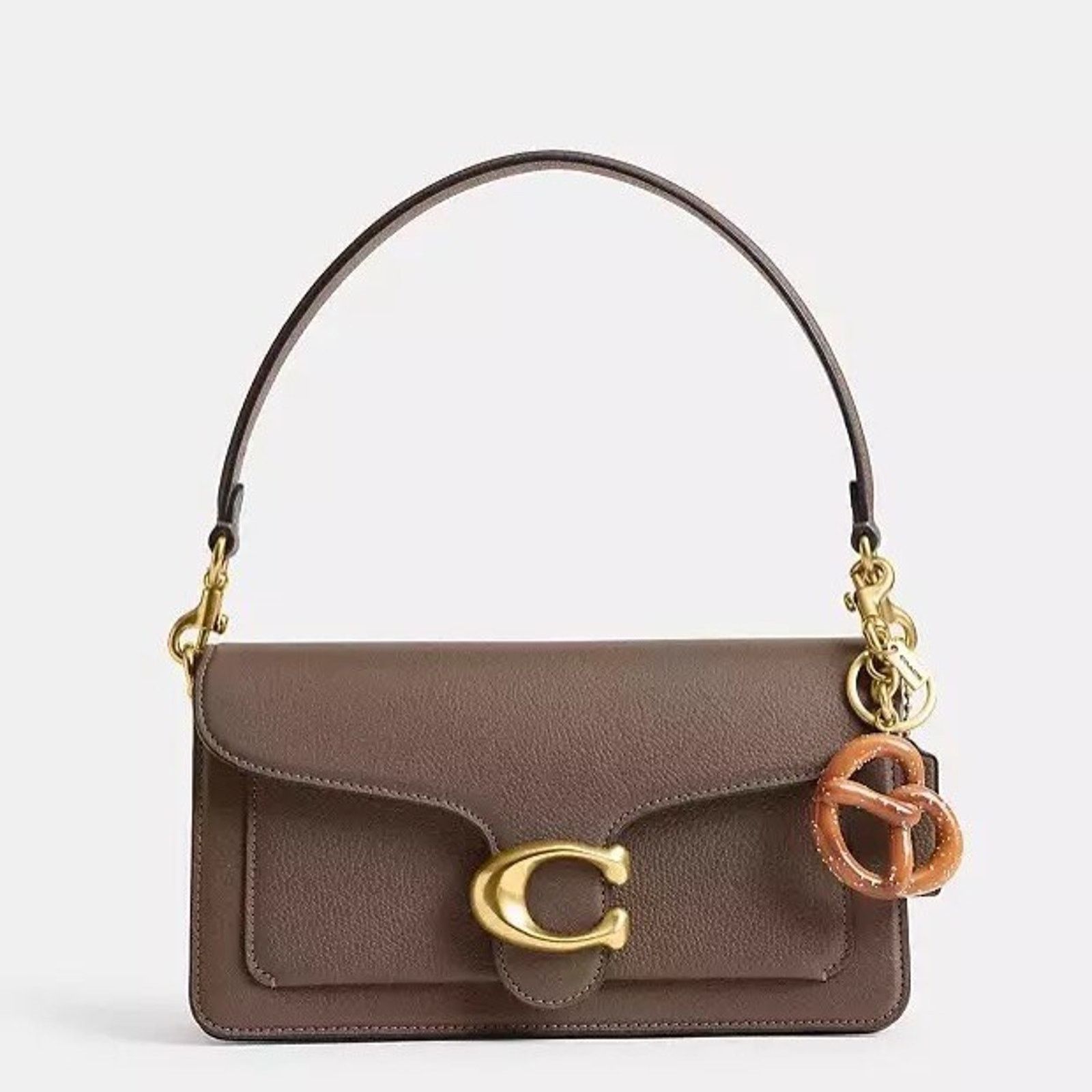 Coach NWT Coach Small Pretzel Bag Charm Keychain Brass Brown CY398 Size ONE SIZE - 6 Thumbnail