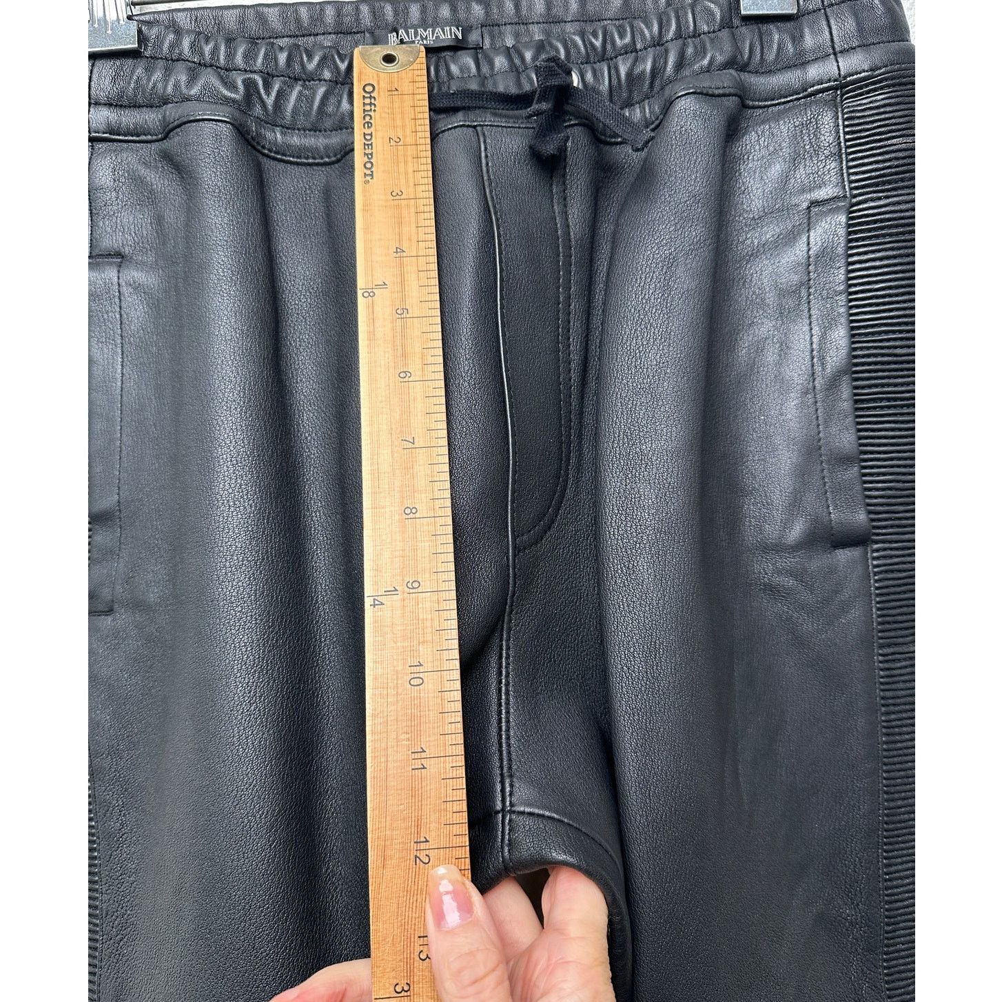 Balmain Balmain Lambskin Moto Pants Black Men’s US L Drawstring Size US 31 - 14 Thumbnail