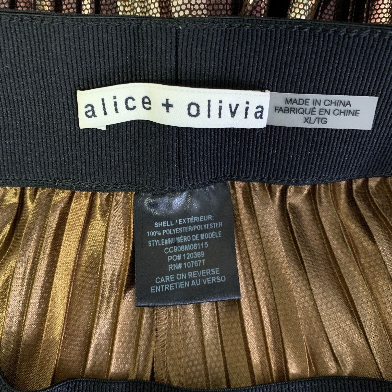 Alice + Olivia ALICE + OLIVIA Size 34 Black Gold & Burgundy Shimmery Pants Size 34" / US 12 / IT 48 - 3 Thumbnail