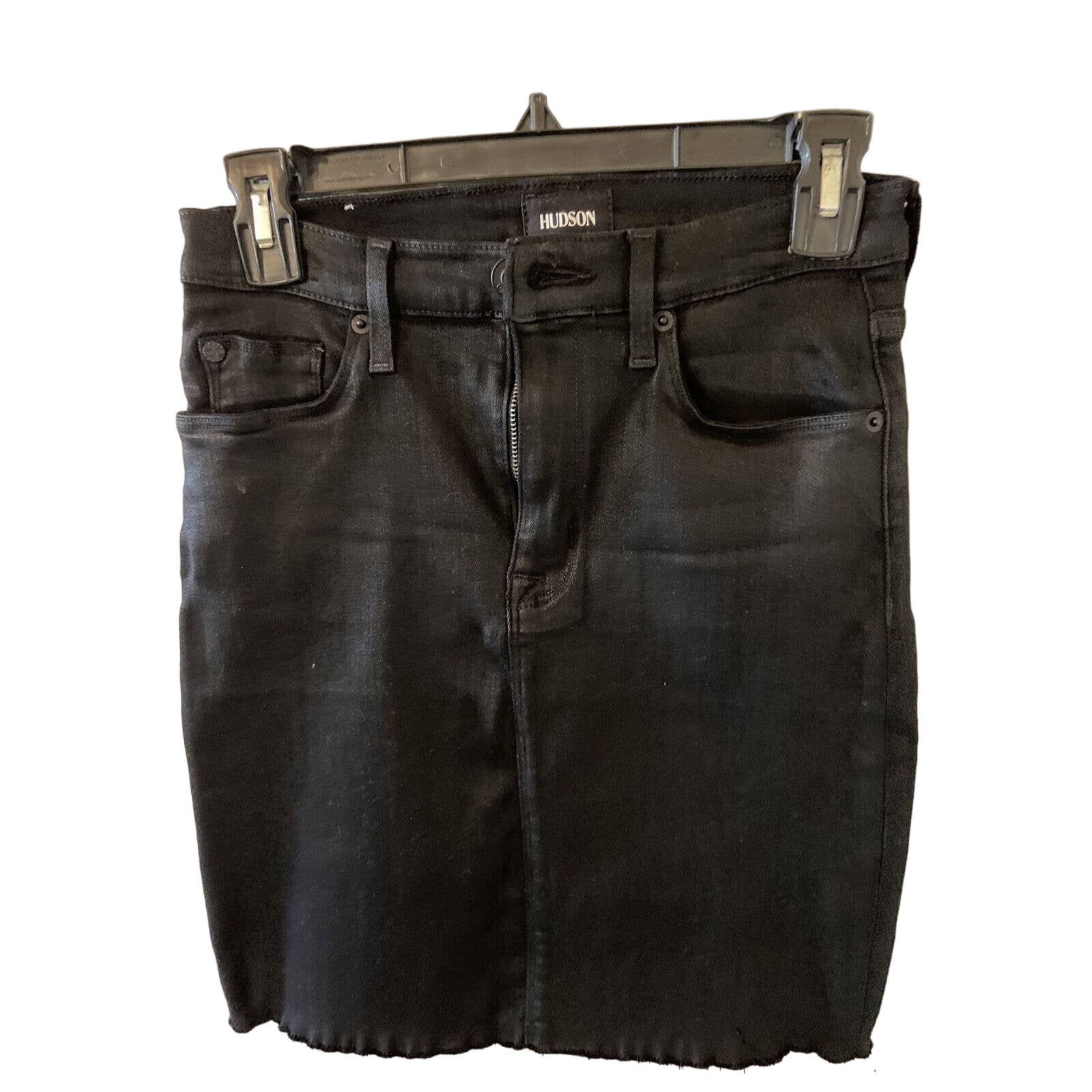 Hudson Hudson Pencil Jean Skirt Mid Rise Robbie Black Coated 25 Size 25" / US 0 / IT 36 - 1 Thumbnail