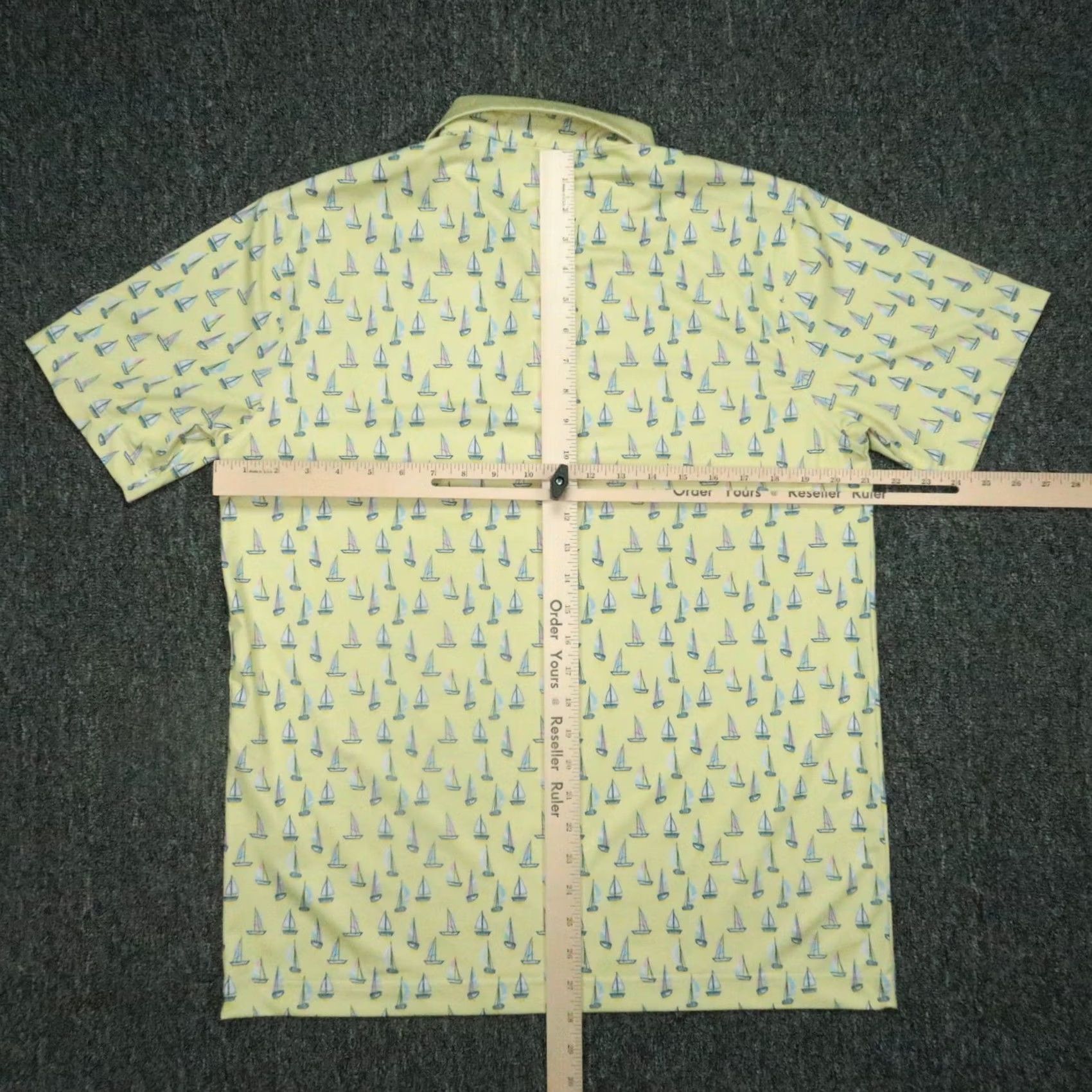 Vintage Waggle Polo Shirt Men L Yellow All Over Sailboat Print Performance Golf Polo Size US L / EU 52-54 / 3 - 5 Thumbnail