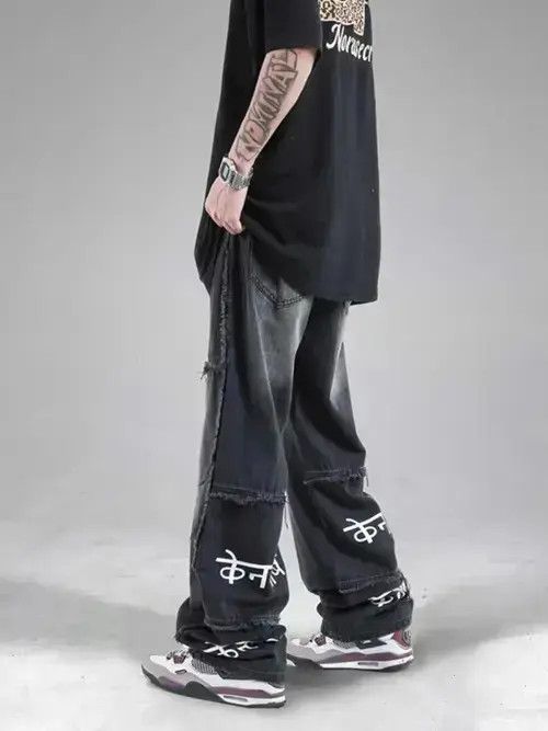 Japanese Brand × Jean Street Hip Hop Black Gradient Wide Leg Jeans Size US 32 / EU 48 - 2 Thumbnail