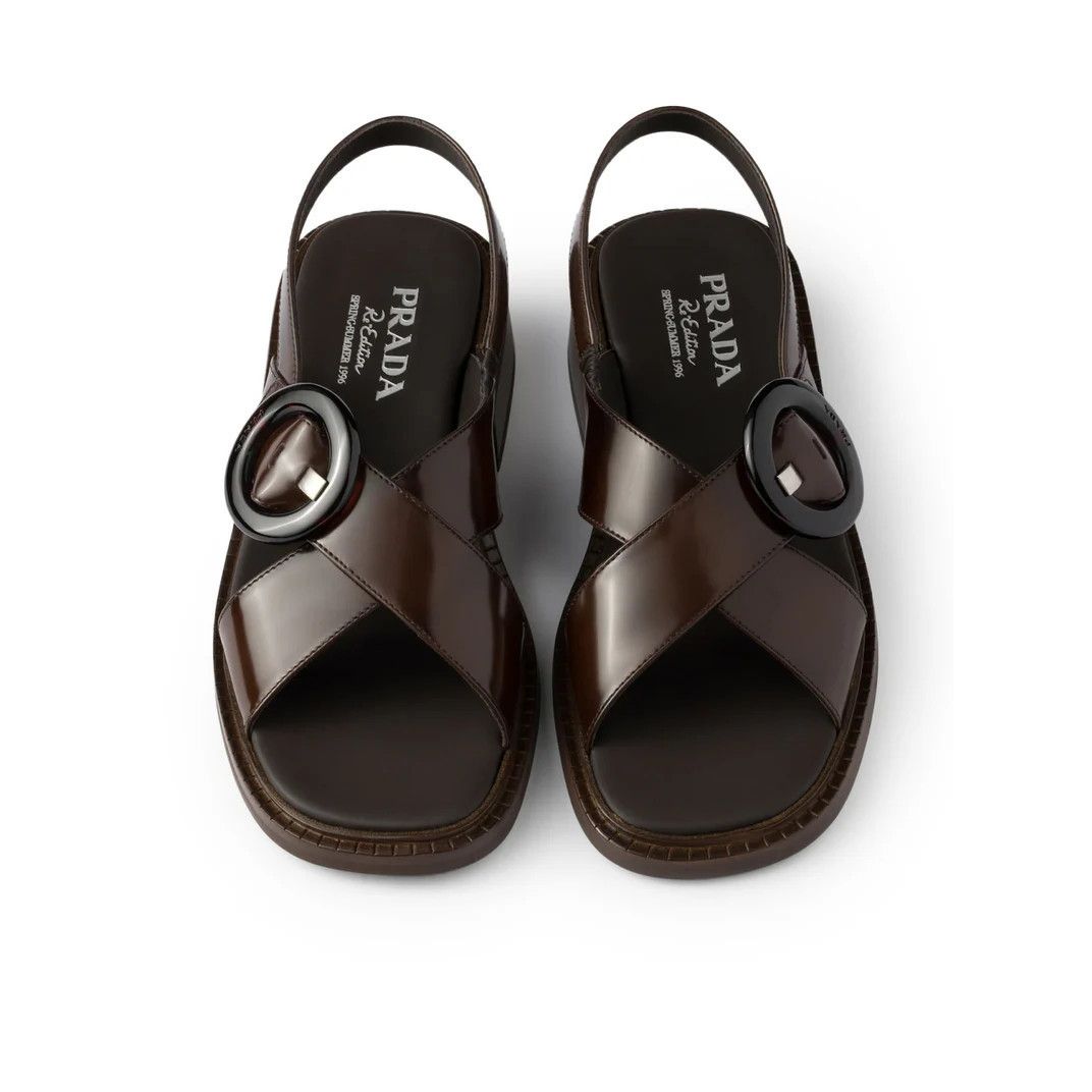 Prada PRADA $1200 Sienna Brown Brushed Leather With Buckle Sandals Size US 6 / IT 36 - 4 Thumbnail